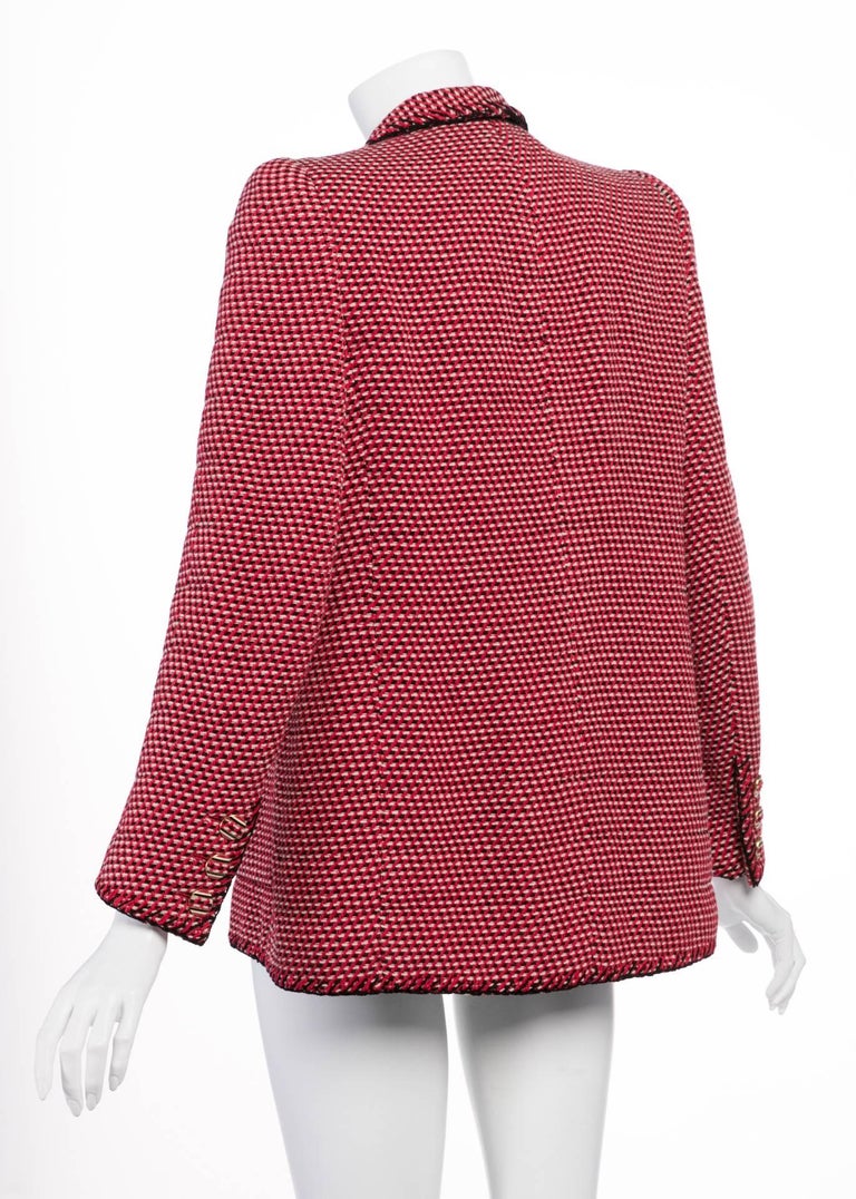 Vintage Chanel Haute-Couture Numbered Red Black Ivory Wool Jacket For ...