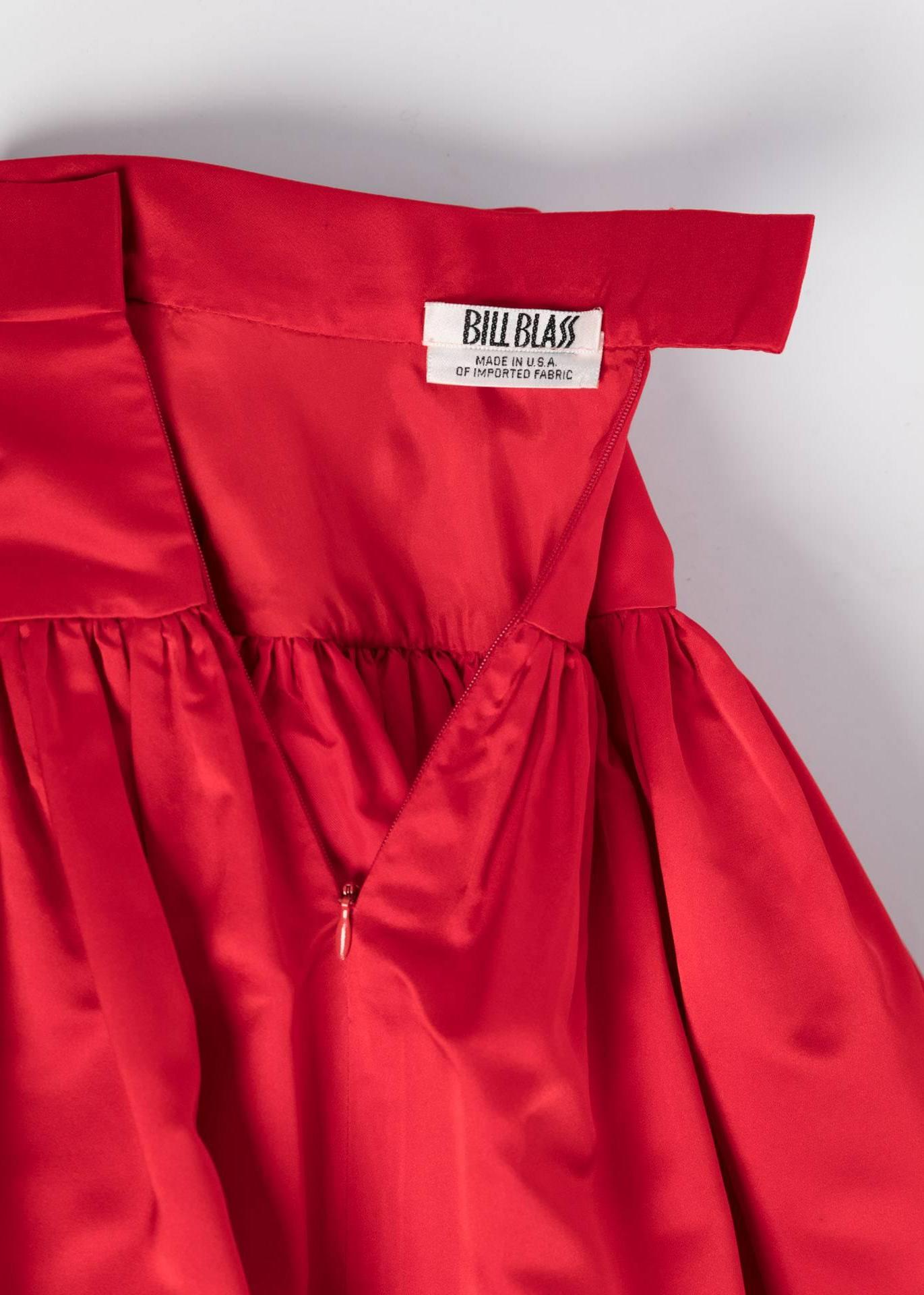 Vintage Bill Blass Crimson Red Satin Ball Gown Skirt 1