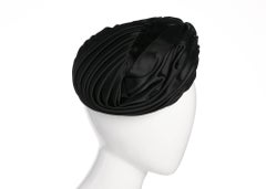 Vintage Christian Dior Black Silk Satin Turban hat