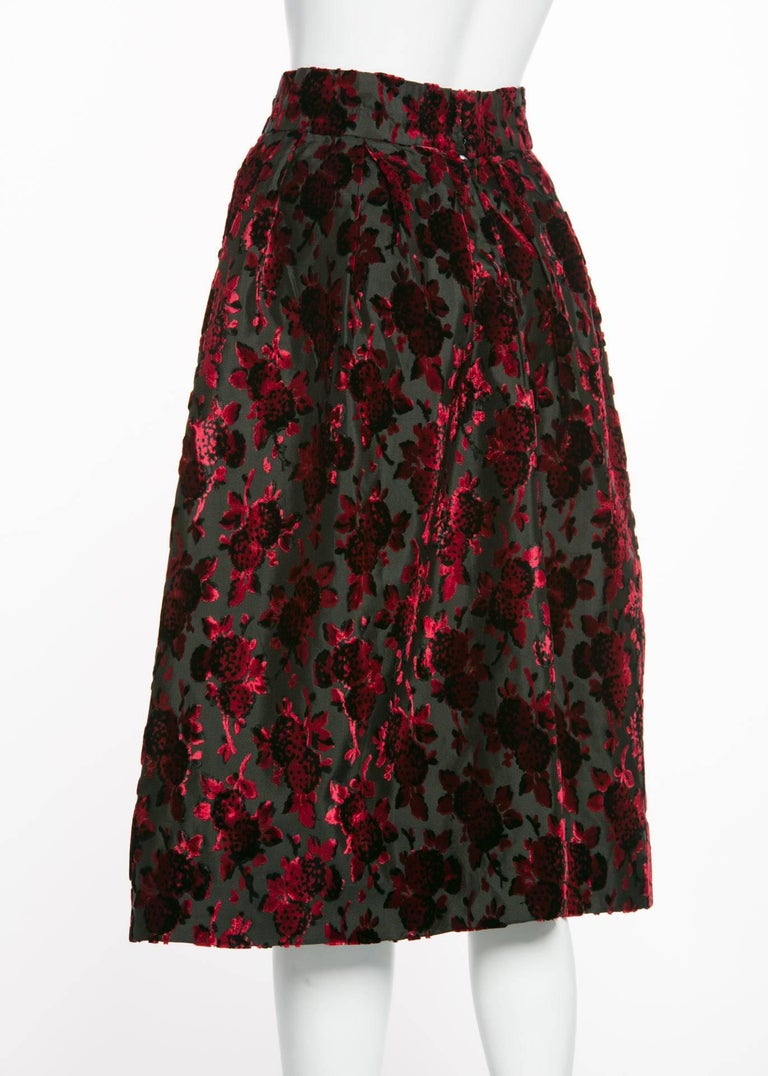 1960s Christian Dior Marc Bohan Demi Couture Red Velvet Florals Silk ...