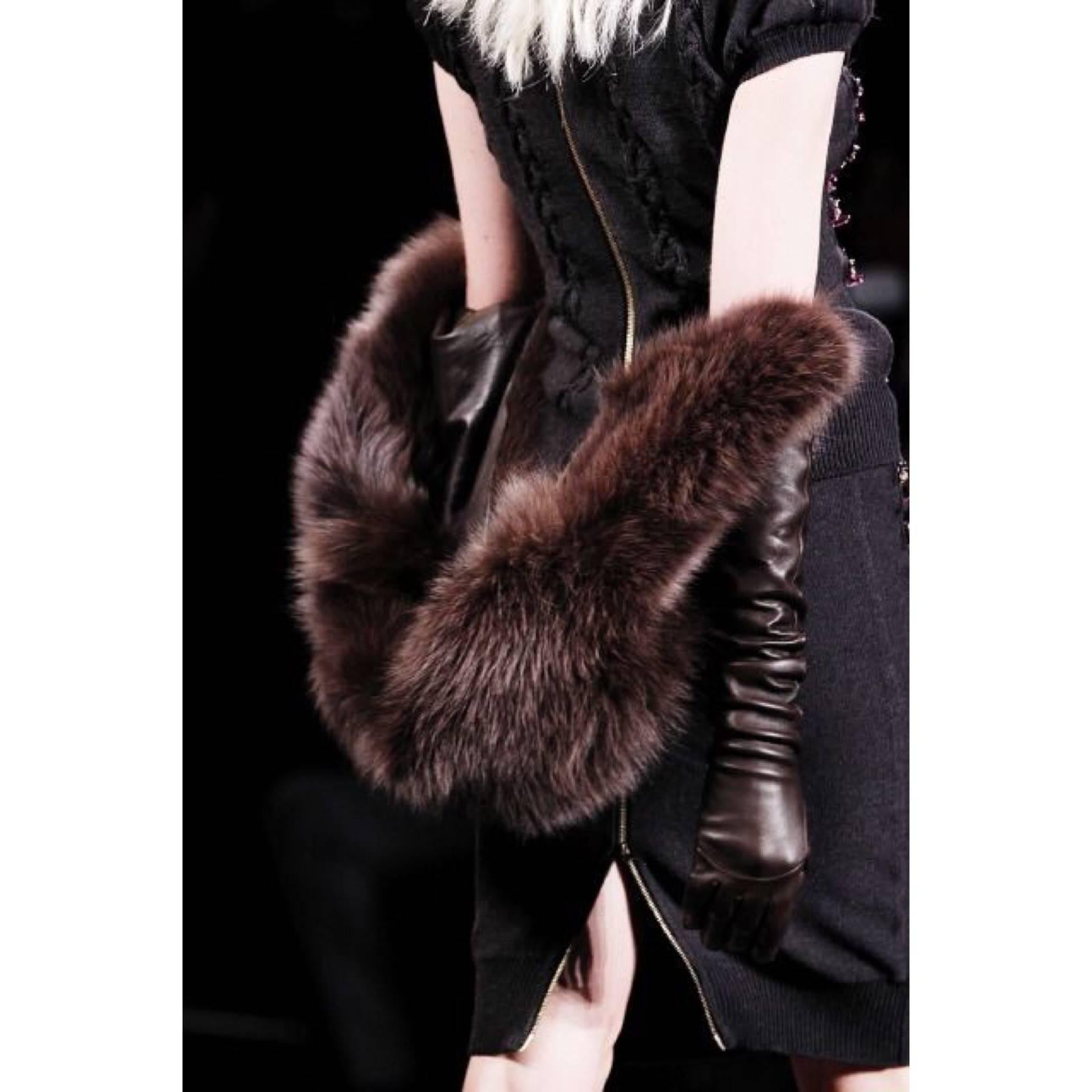 Nina Ricci Fall Runway Fox Fur Shawl Attached Leather Gloves, 2012  4