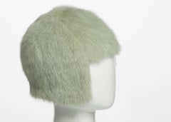 2013 Chanel Fall Runway Silver Green Fox Fur Helmut Hat