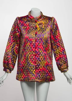 1974 Yves Saint Laurent Russian Paisley Quilted Satin Jacket Documented YSL