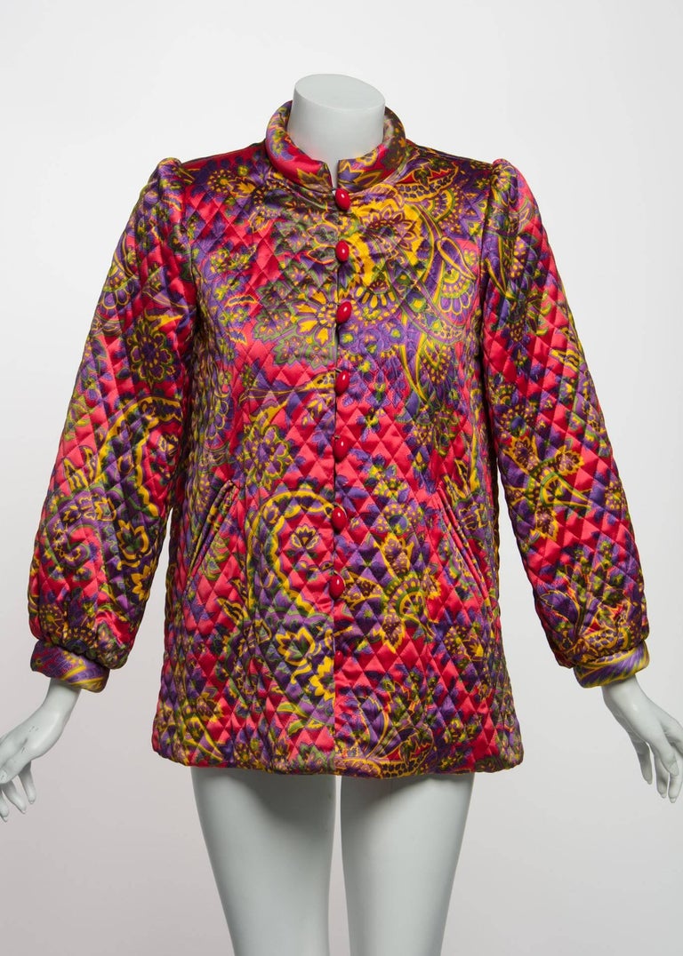 1974 Yves Saint Laurent Russian Paisley Quilted Satin Jacket Documented ...