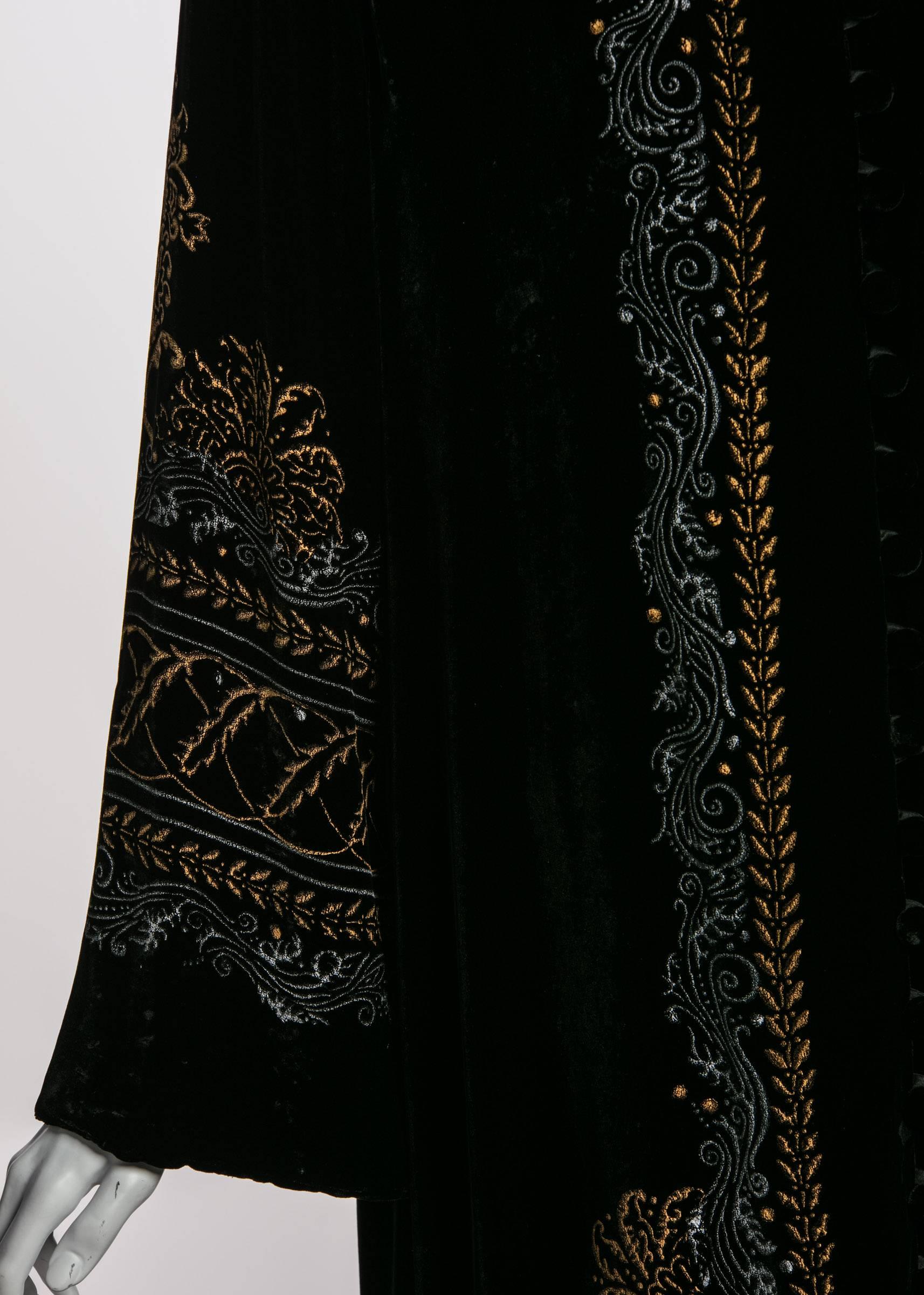 Mary Jane Sarvis Couture Fine Art  Black Silk Velvet Metallic Painted Caftan  3