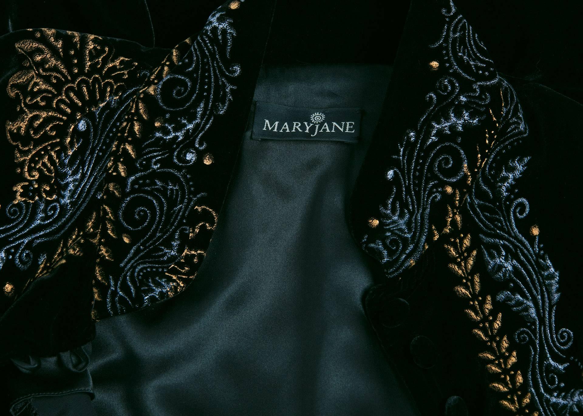 Mary Jane Sarvis Couture Fine Art  Black Silk Velvet Metallic Painted Caftan  5