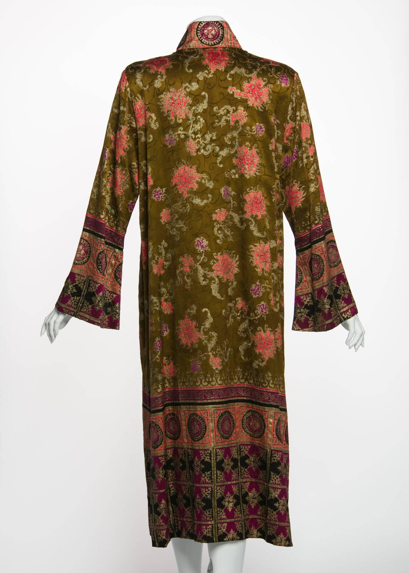 Mary Jane Sarvis One of a Kind Hand-Printed Couture Silk Caftan Dress 1