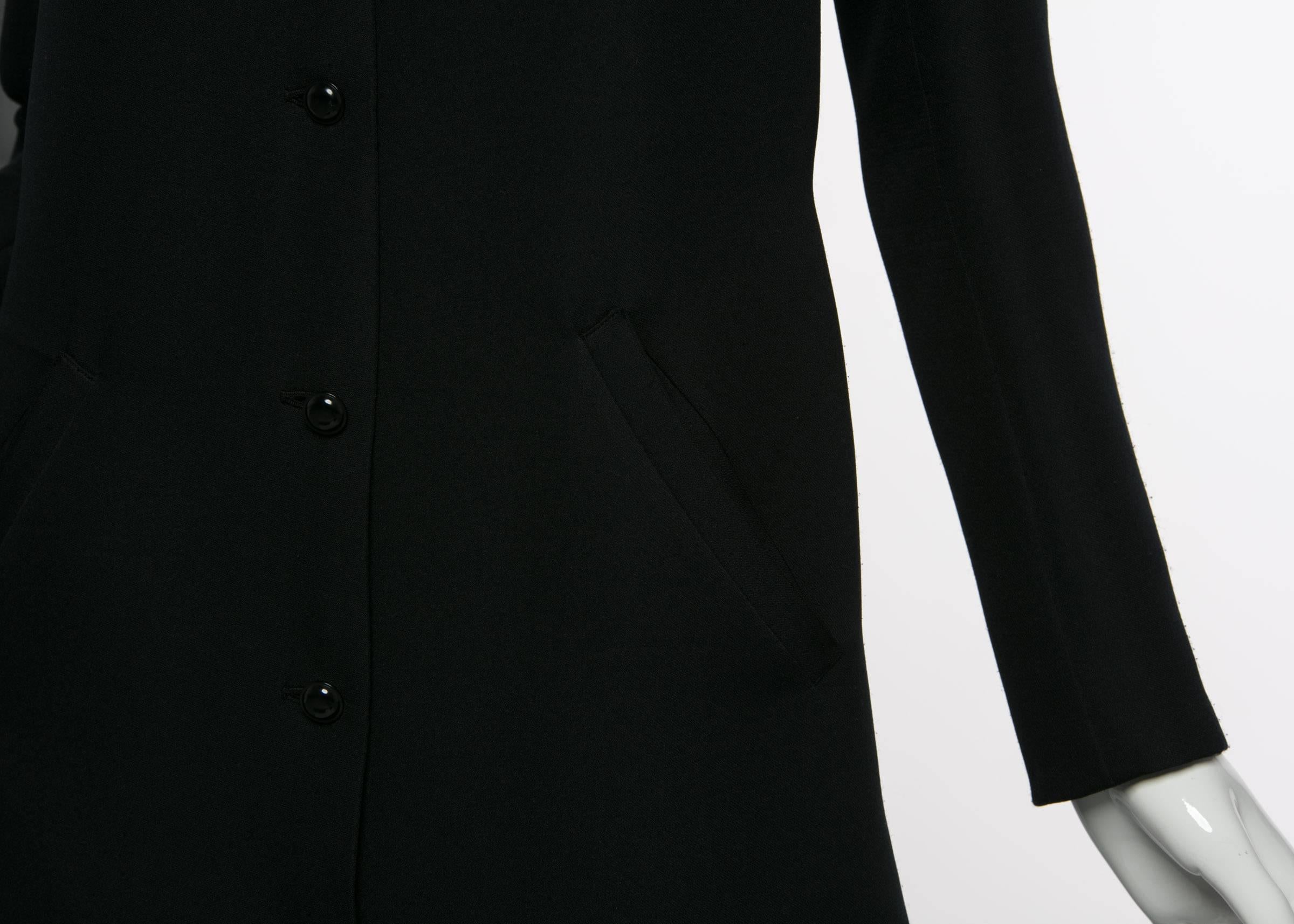 1960s Courrѐges Paris Mod Black Maxi Coat with Hood 3