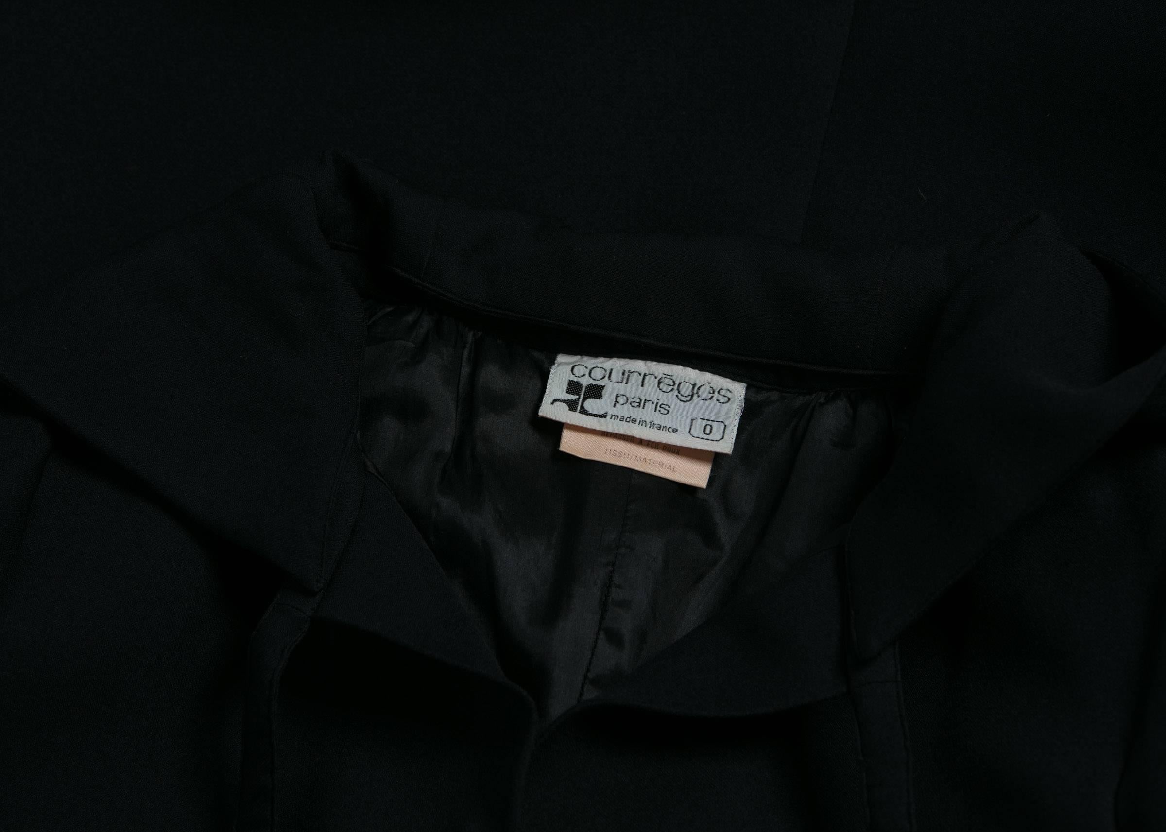 1960s Courrѐges Paris Mod Black Maxi Coat with Hood 4