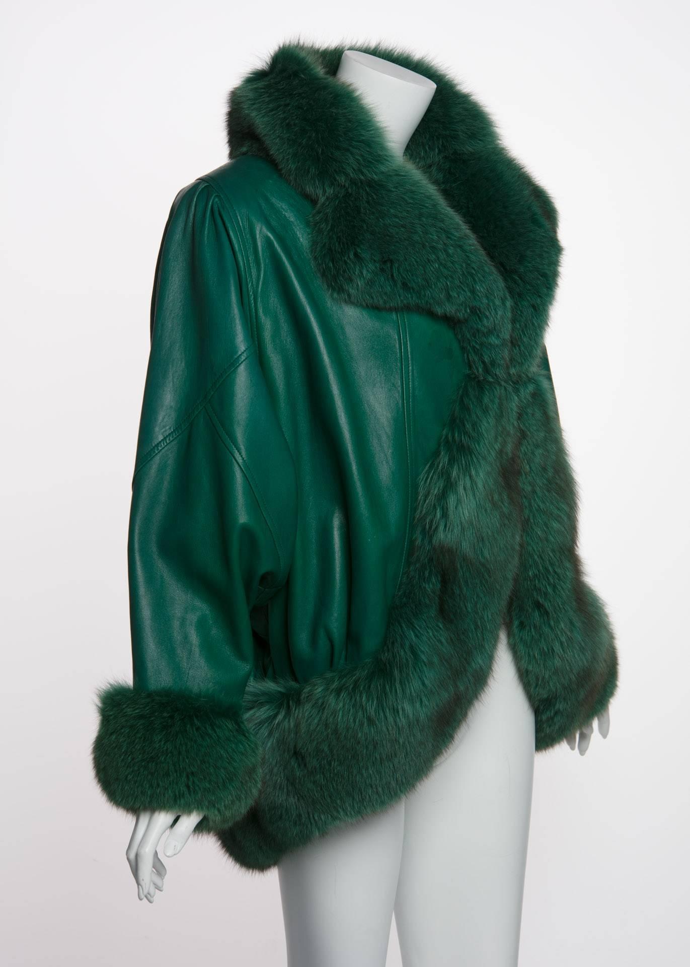 green fur trim coat