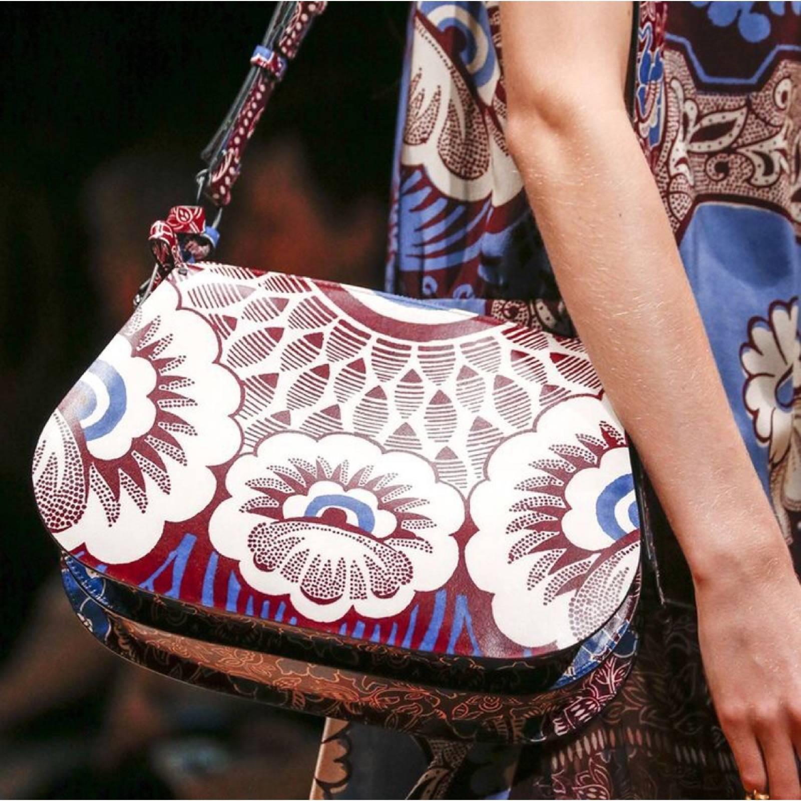 Feeling floral? This shoulder bag, which took a turn down the runway in Valentino’s 2015 show, combines the beauty of Southeast Asia with Italian leather design. The floral print, which uses an earthy palette of burgundy, blue, and cream, draws
