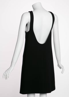 Prada Plunging Back Black Wool Mod Little Black Dress