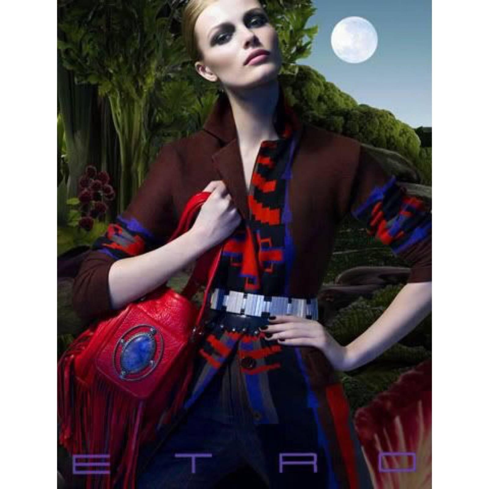 It is no surprise that this bag is from Etro. A family owned Milan-based business since 1968, Etro’s offerings are defined by their gentle slide between South Asian influence and Italian chic. This red leather handbag with loads of swishing fringe