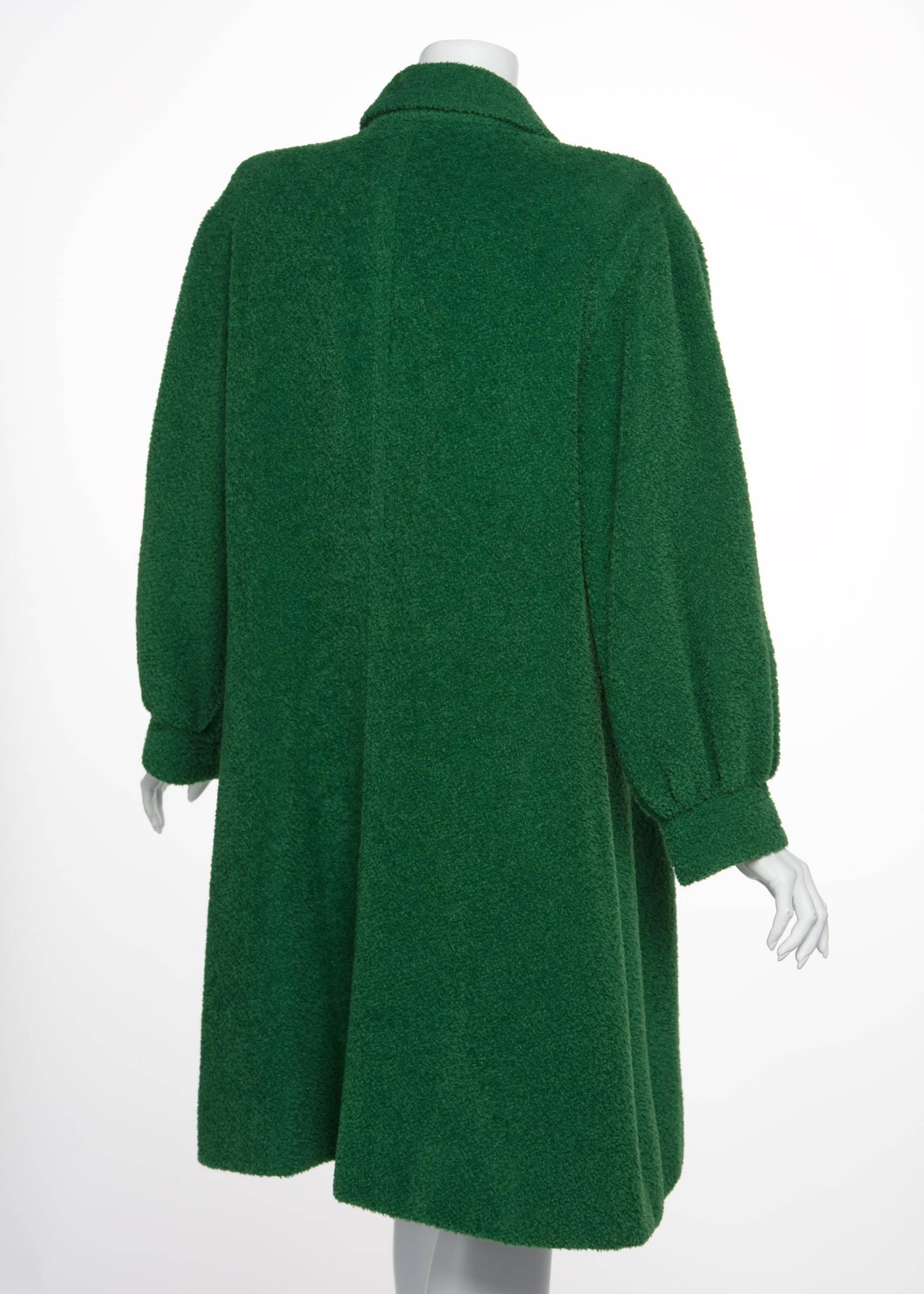 Fall/ Winter Givenchy Haute Couture Green Textured Wool Coat, 1995 1