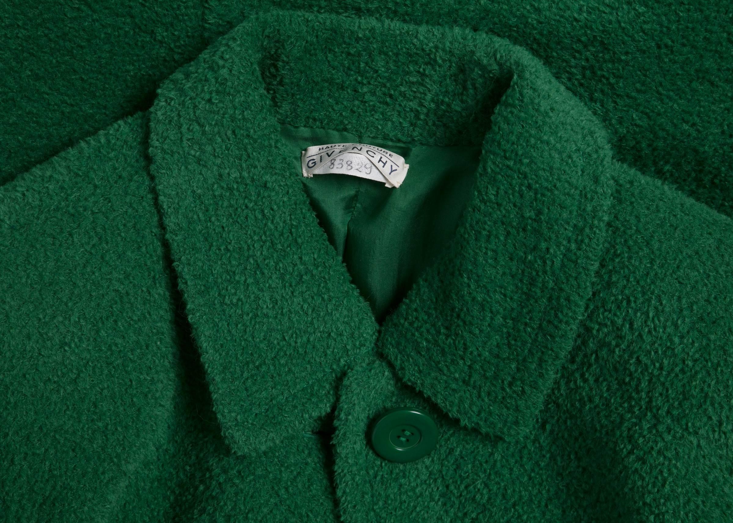 Fall/ Winter Givenchy Haute Couture Green Textured Wool Coat, 1995 3