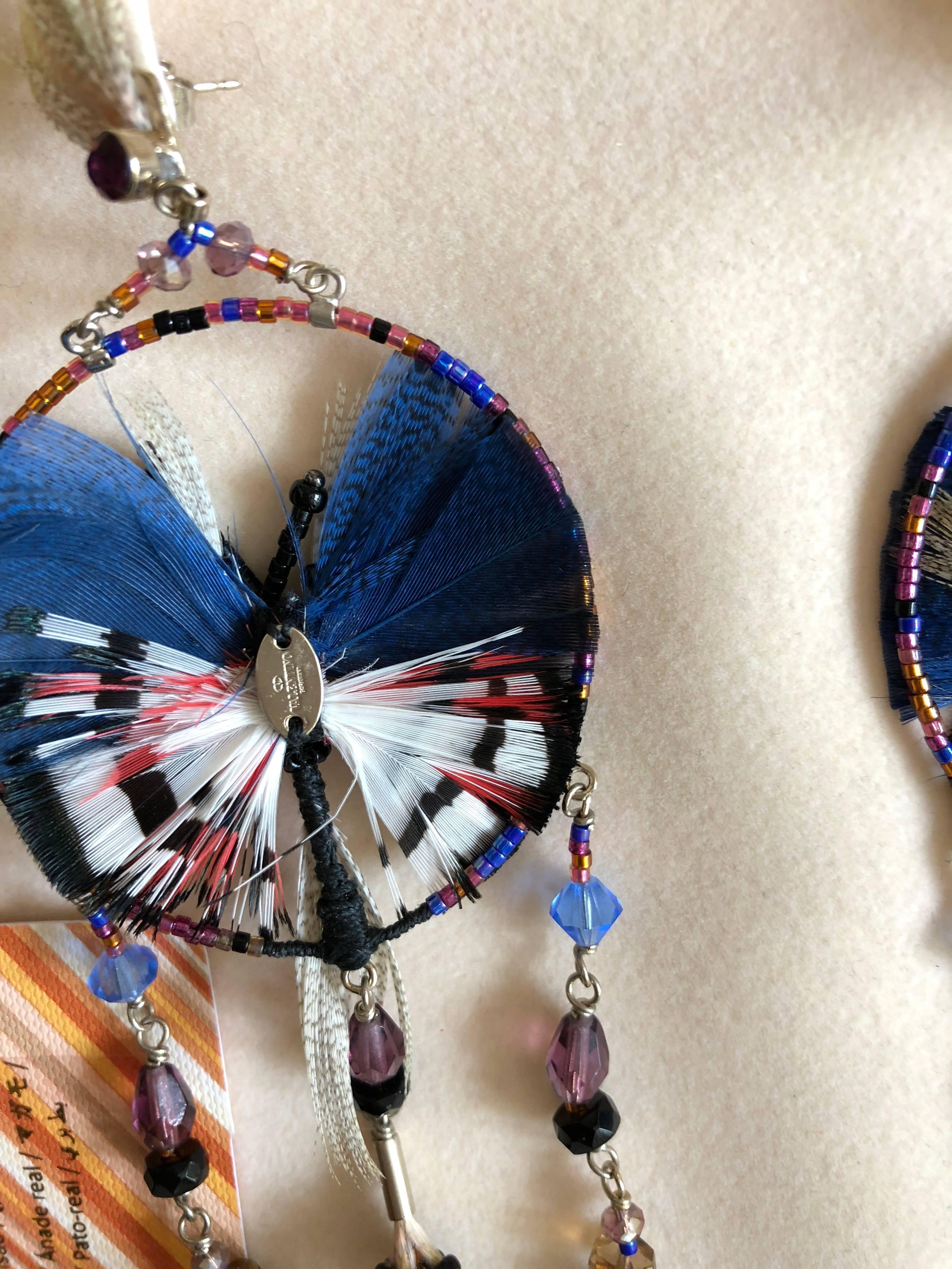 Modernist  Valentino Resort Butterfly Dream Catcher Feather Shoulder Duster Earrings, 2016