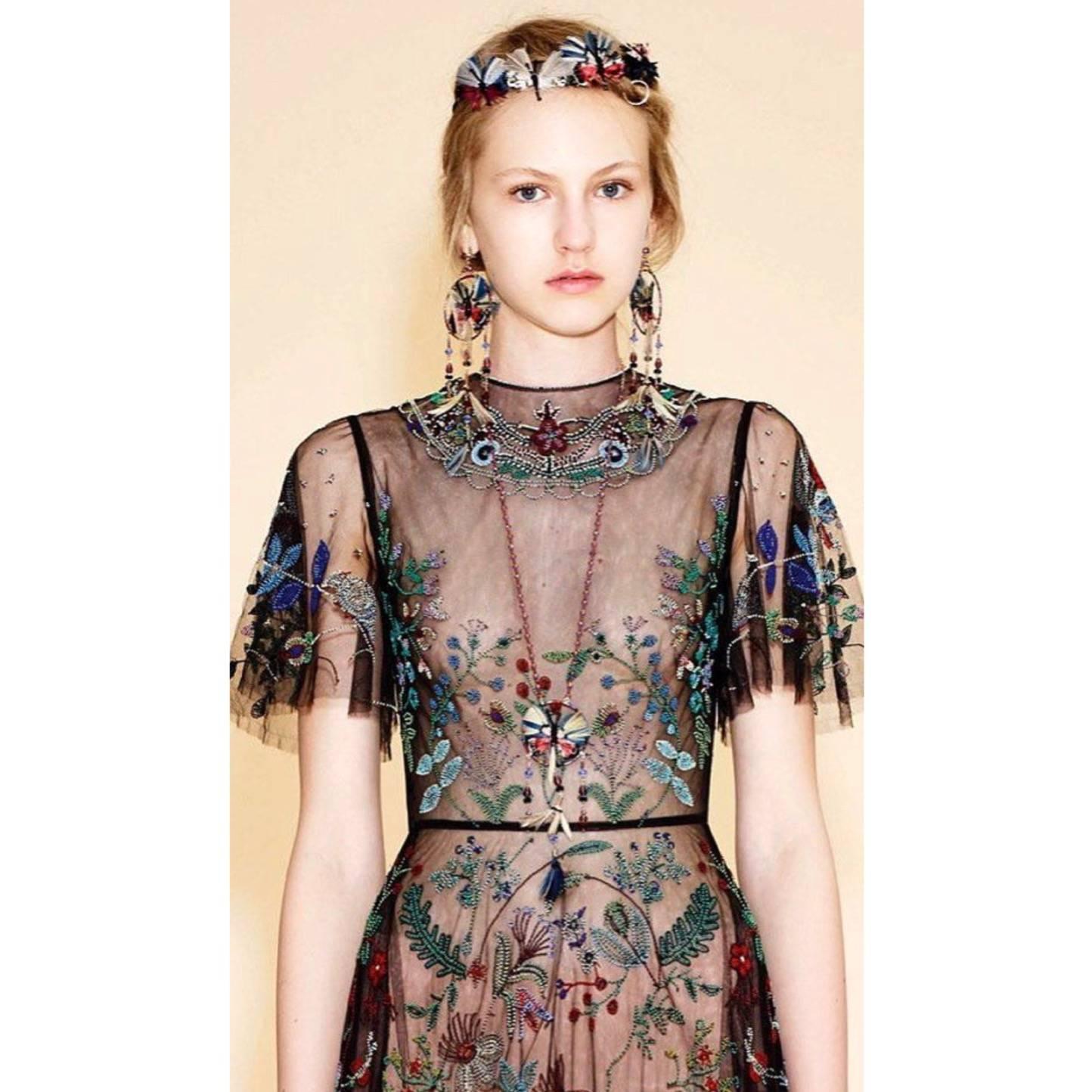  Valentino Resort Butterfly Dream Catcher Feather Shoulder Duster Earrings, 2016 1