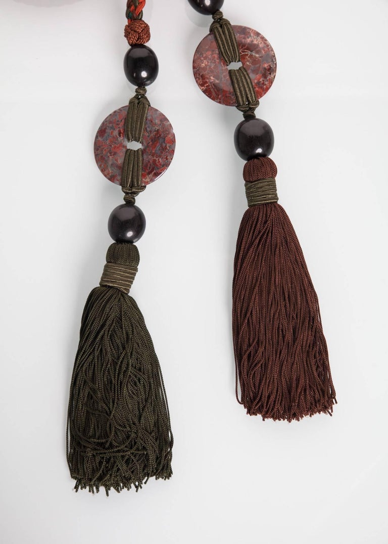 Yves Saint Laurent Multicolored Braided Tassel and Beaded Belt YSL