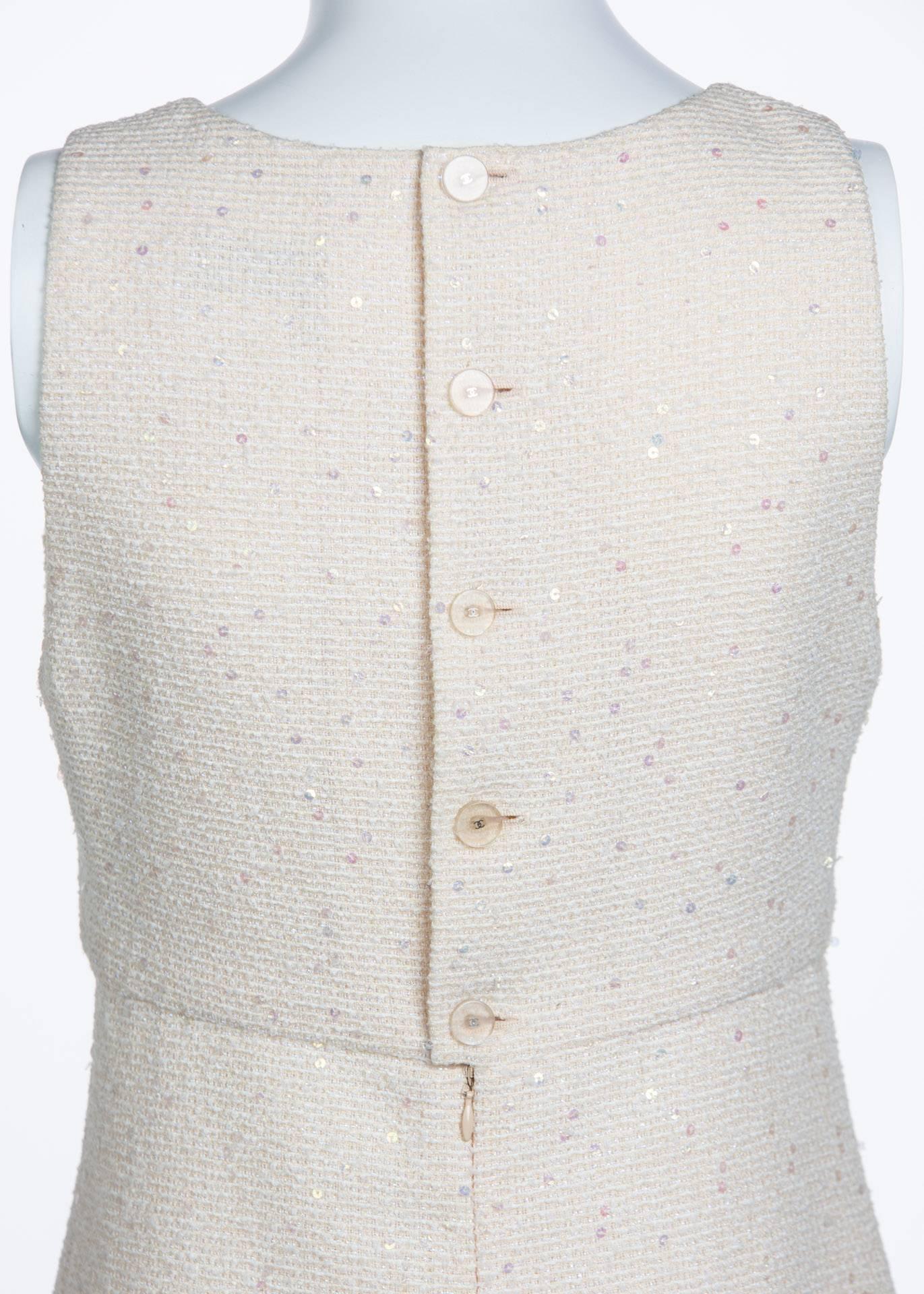 Women's Chanel Sequence Boucle Pale Pink Sleeveless Dress, 2000 