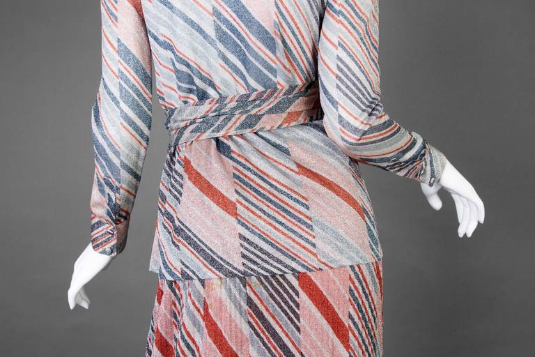 1970s Missoni Diagonal Stripe Lurex Illusion Maxi Skirt and Blouse Set 10