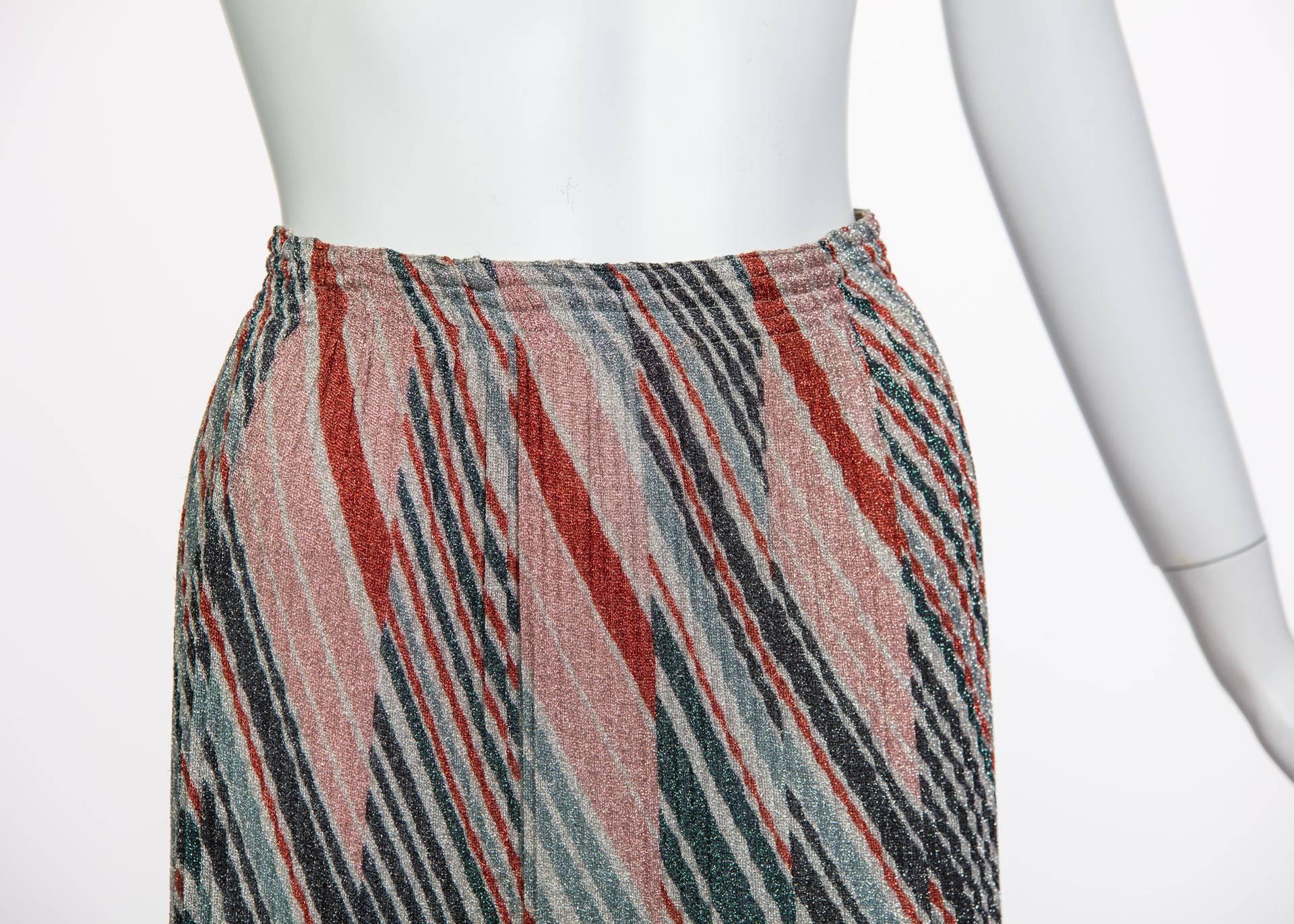 1970s Missoni Diagonal Stripe Lurex Illusion Maxi Skirt and Blouse Set 5