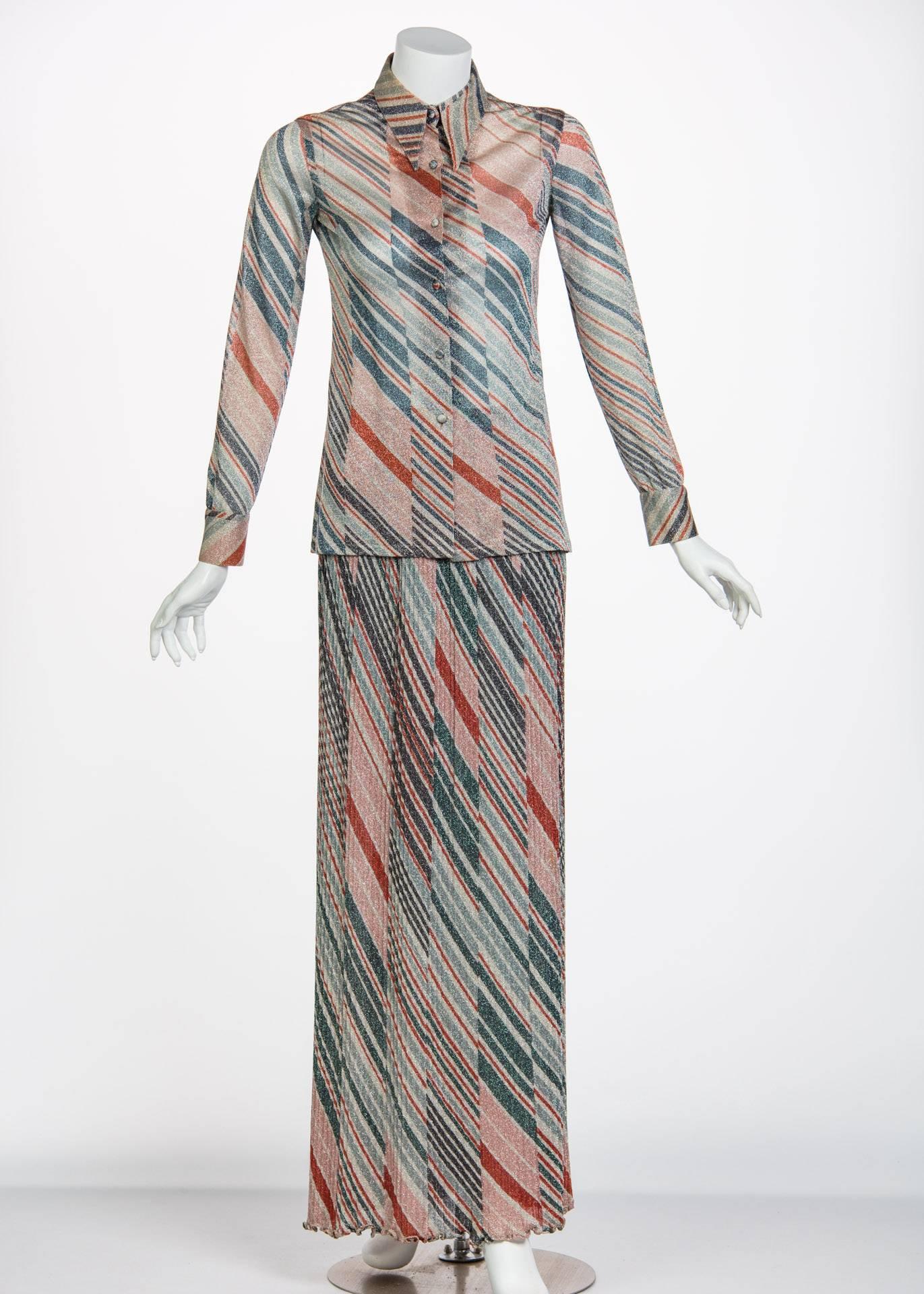 Originally founded in 1954 as a knitwear house, Ottavio and Rosita Missoni quickly rose to success in the international fashion sphere with their signature sheer lamé textiles that emphasized the delicately balanced colors. For Missoni, it is all