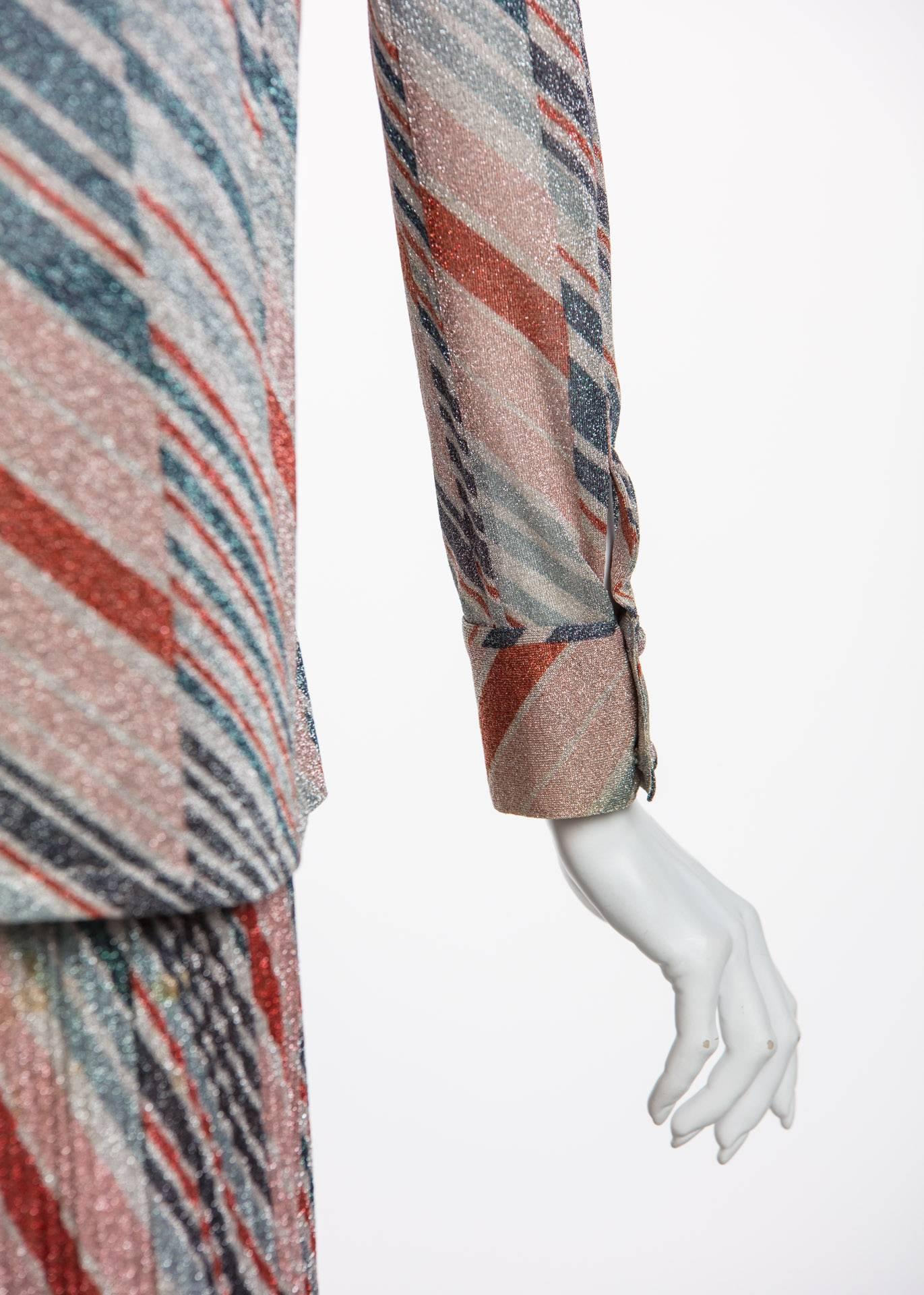 1970s Missoni Diagonal Stripe Lurex Illusion Maxi Skirt and Blouse Set 4