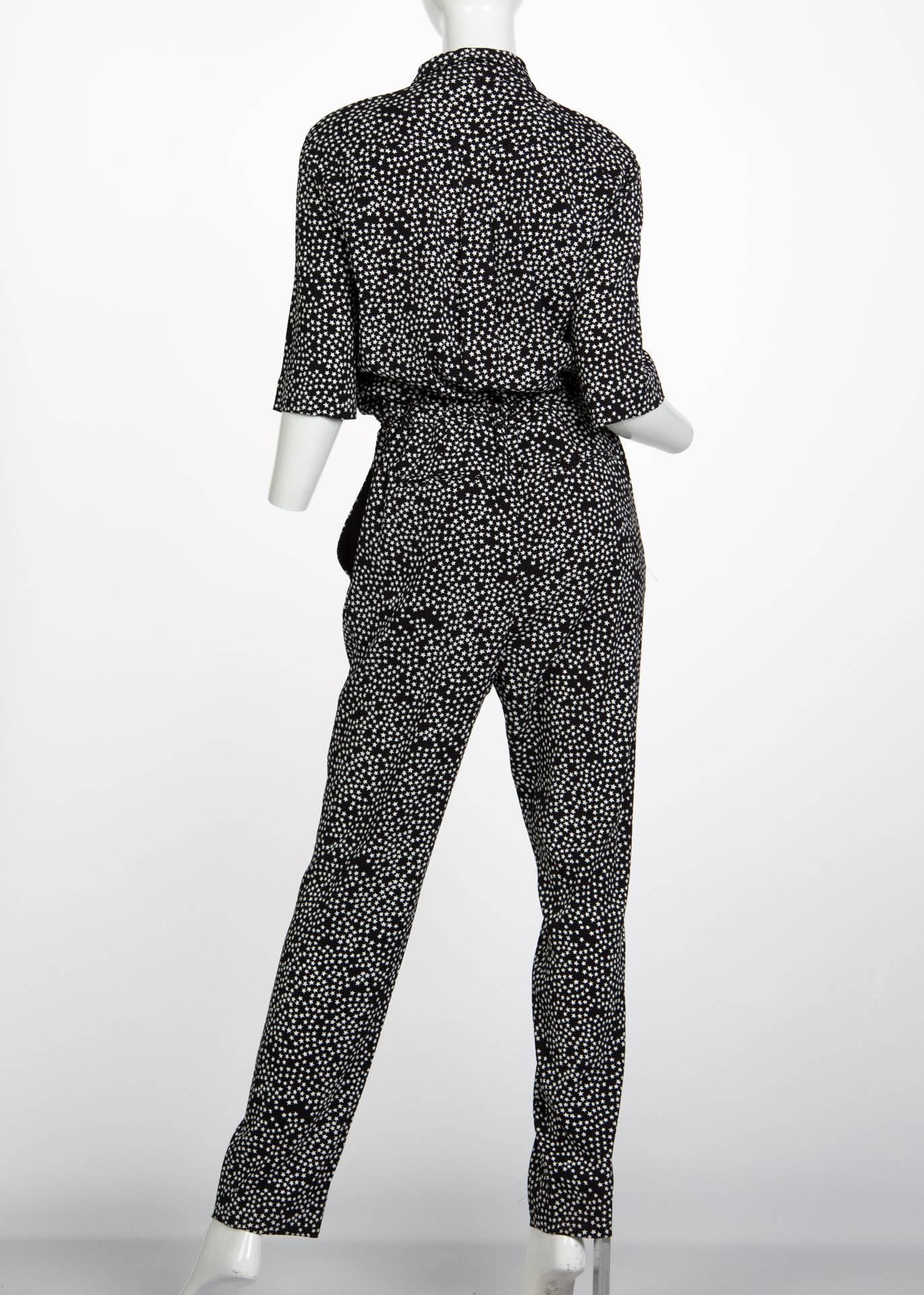 Sonia Rykiel Black and White Star Printed Drawstring Jumpsuit, 2015 1