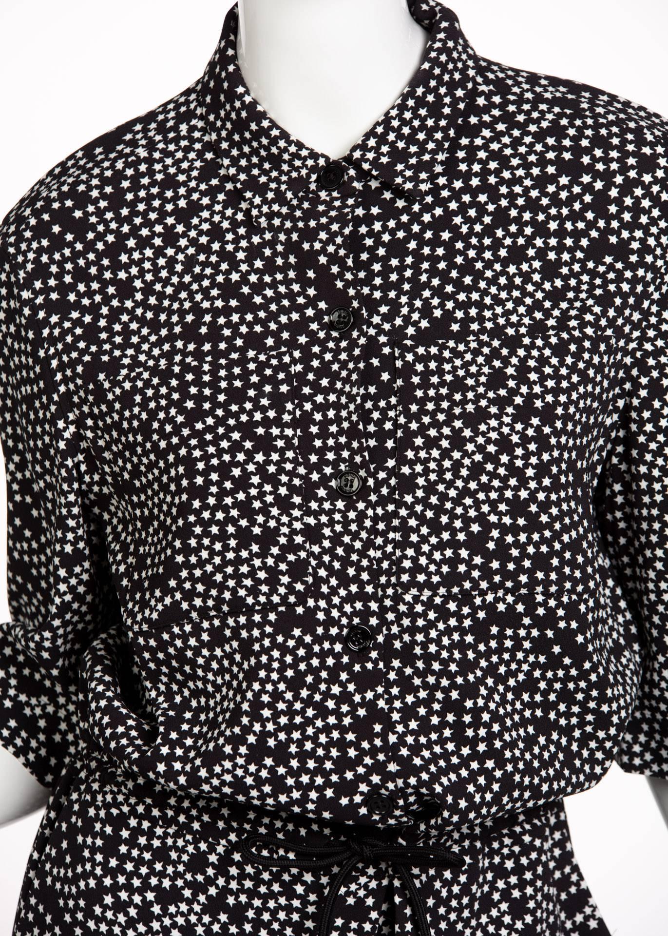 Sonia Rykiel Black and White Star Printed Drawstring Jumpsuit, 2015 6