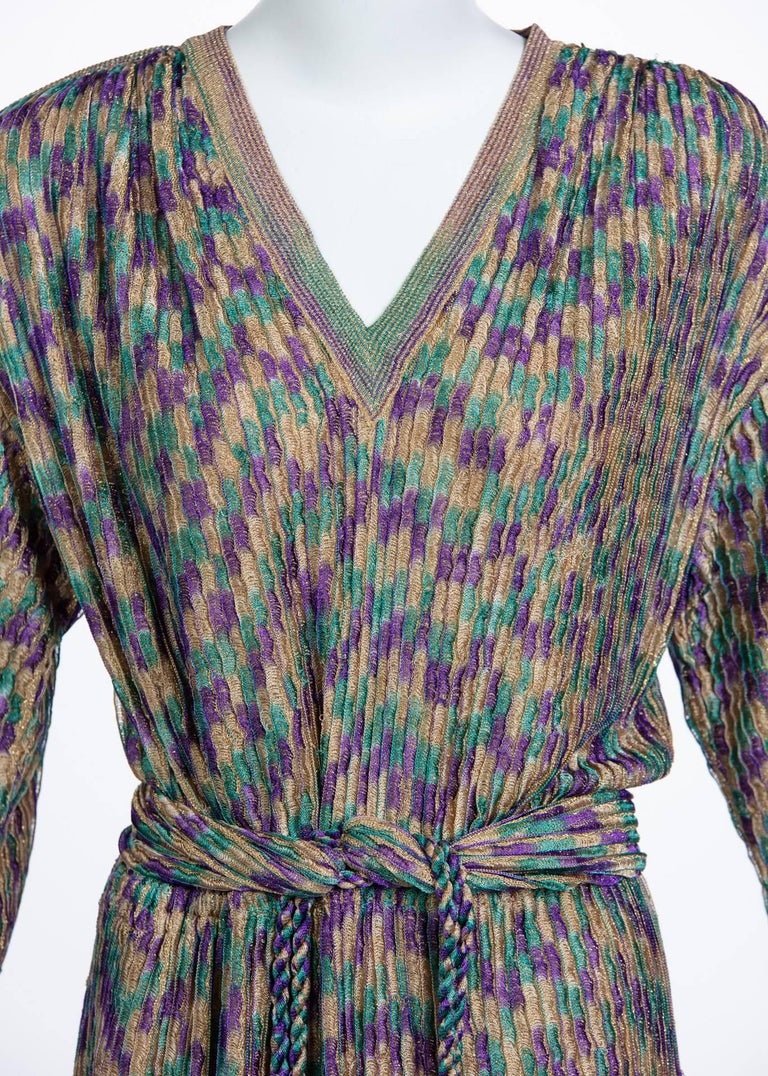 Missoni Multicolored Jewel Tone Metallic Knit Belted Dress, 1970s For ...