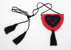 Yves Saint Laurent Red Heart Black Passementerie Tassel Bag, 1980s