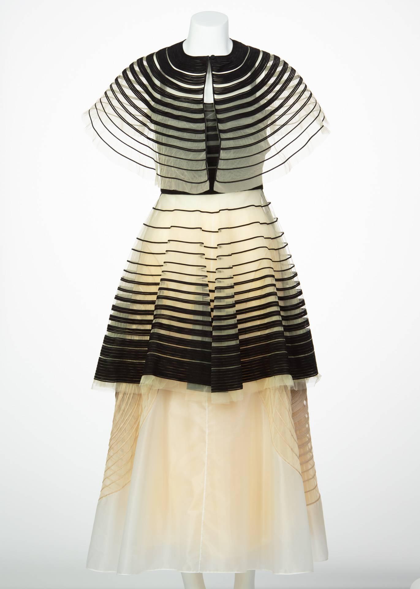 Beige Fendi Karl Lagerfeld S/S 2008 Runway Black Cut Out Suede Dress Cape Skirt Set For Sale