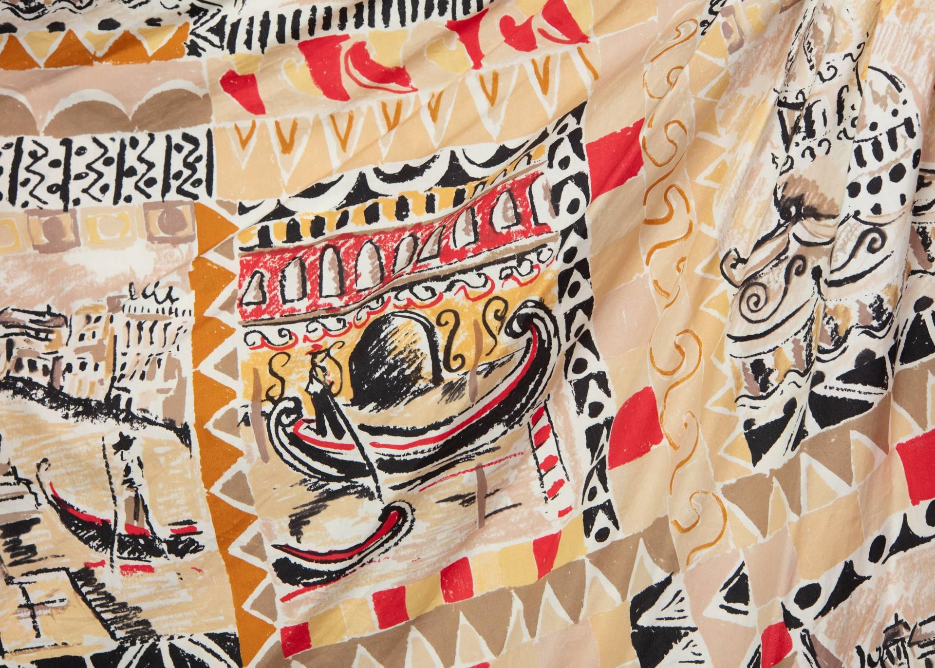 Prada Runway Postcard Print Cotton Dress, Spring 2004 1