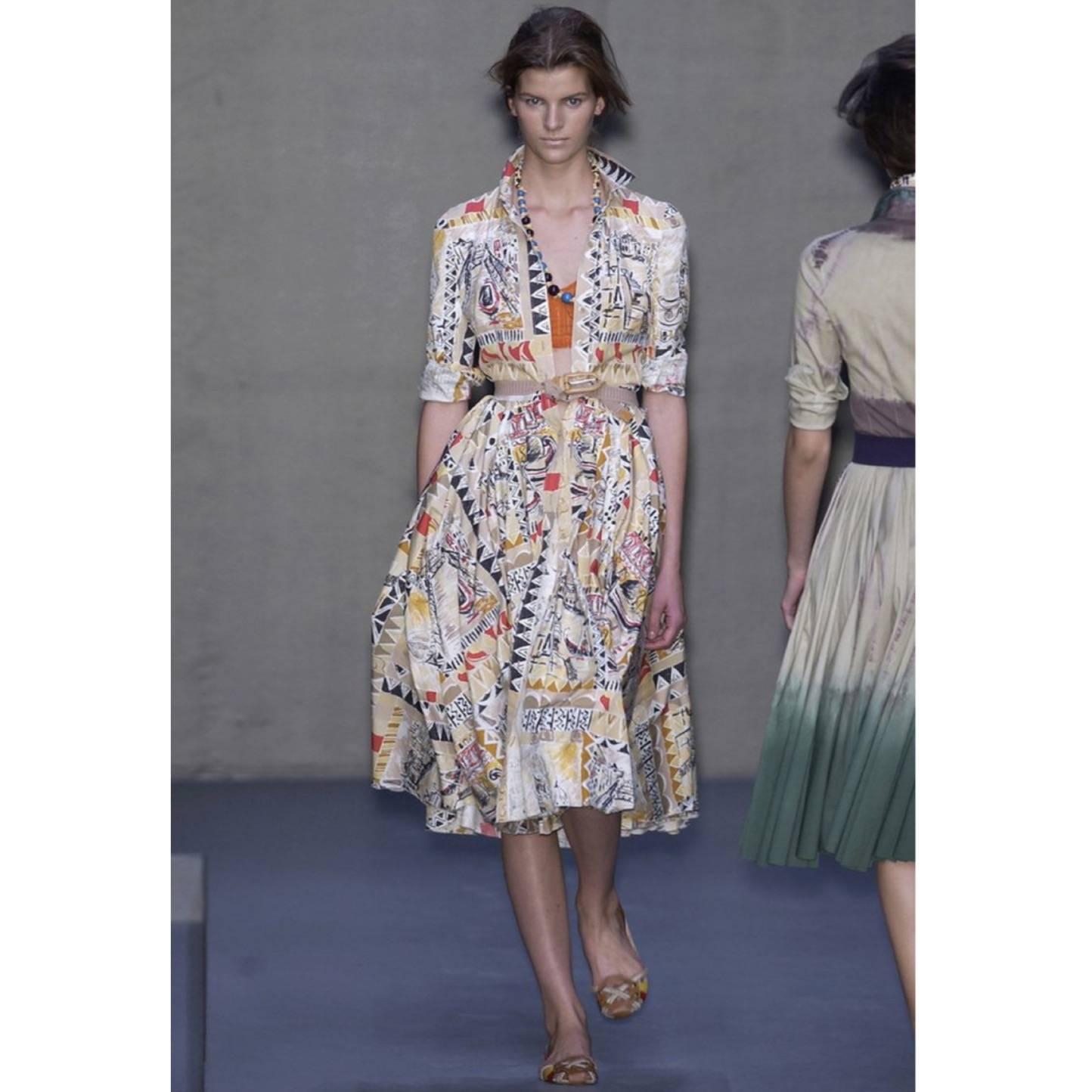 Prada Runway Postcard Print Cotton Dress, Spring 2004 4