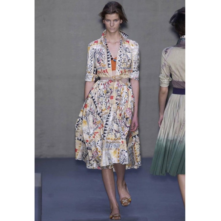 S/S 2004 Prada Runway Postcard Print Cotton Dress