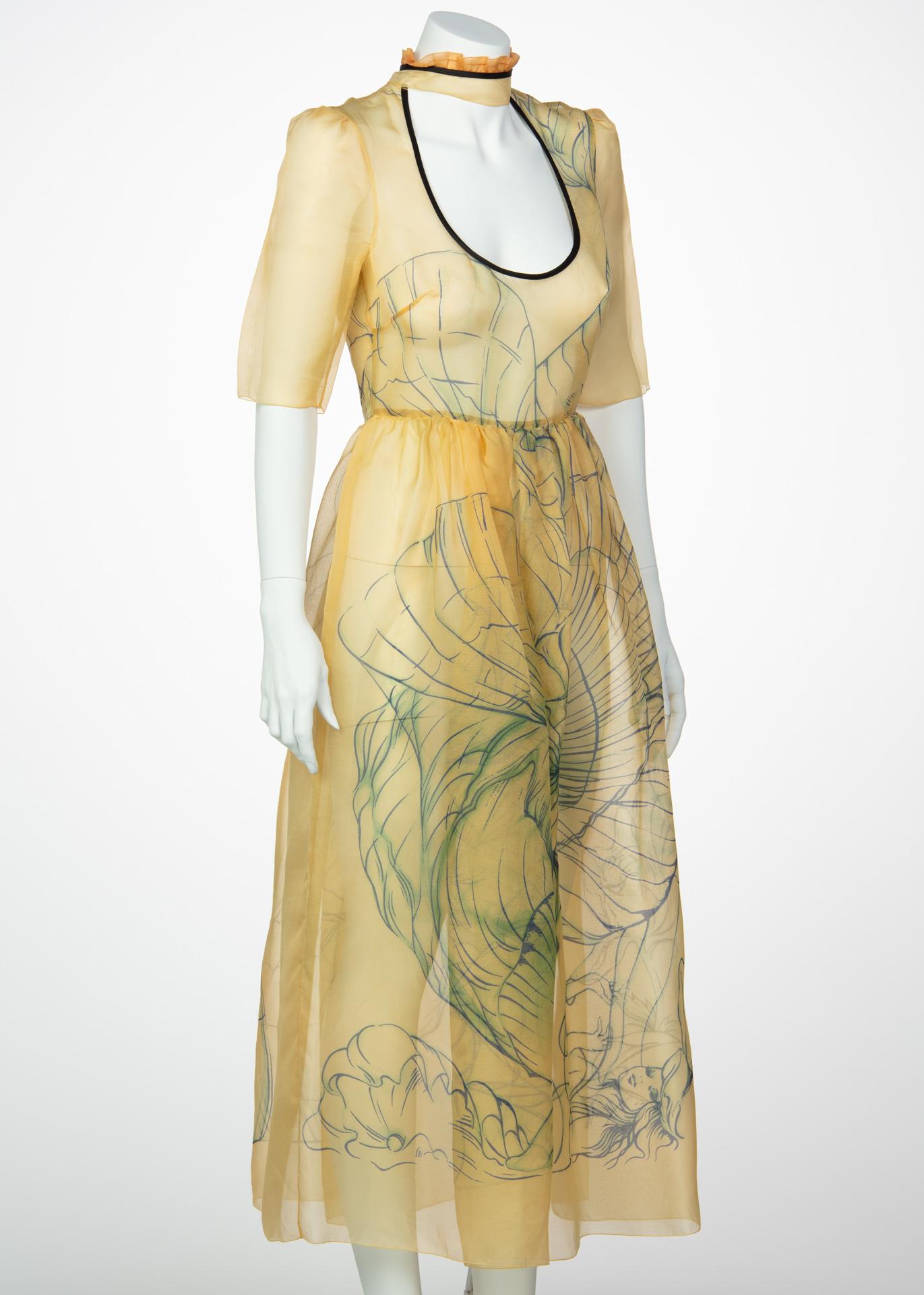 prada yellow silk dress