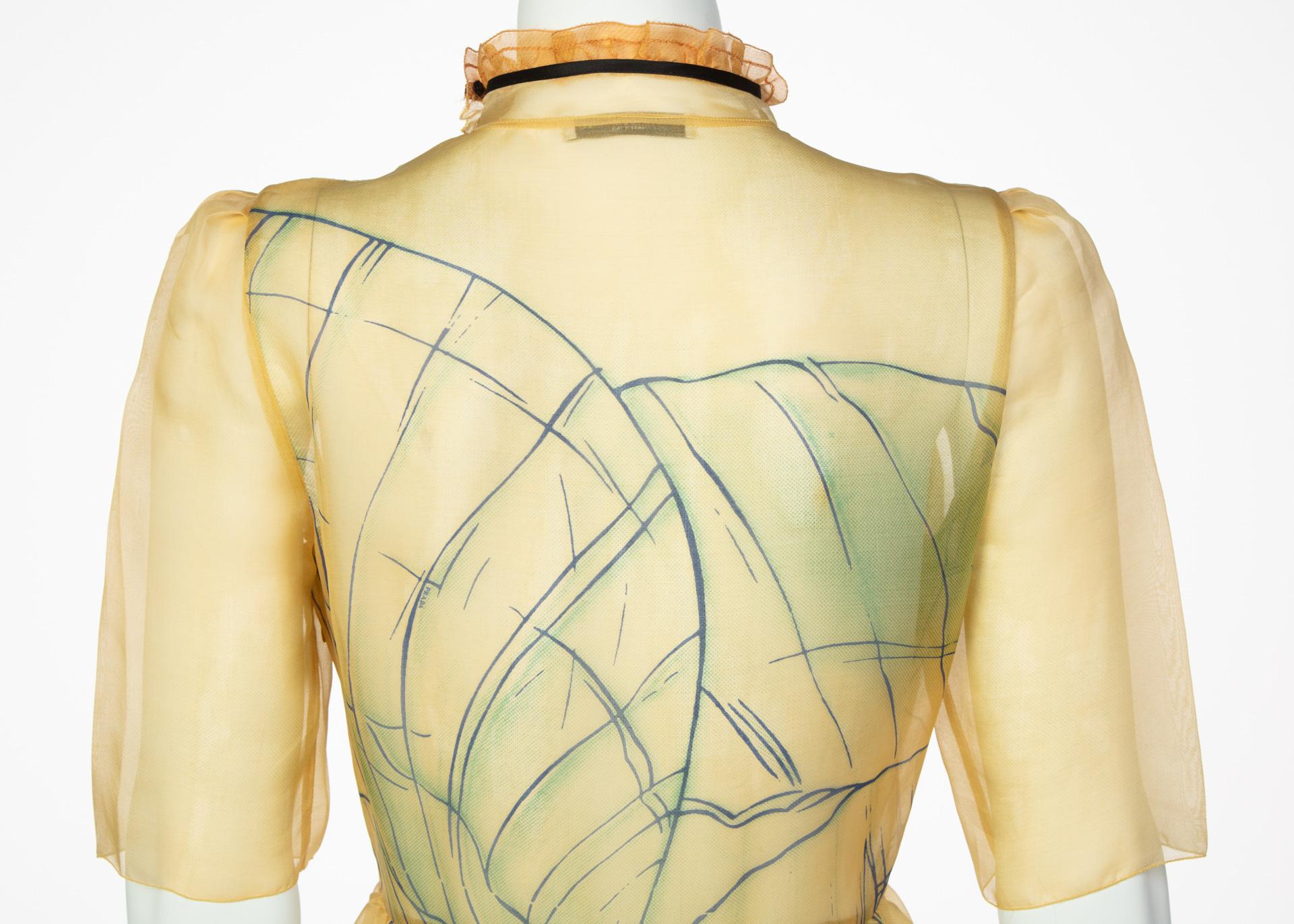 Prada James Jean Fairy Runway Yellow Silk Dress, 2008 In Excellent Condition In Boca Raton, FL