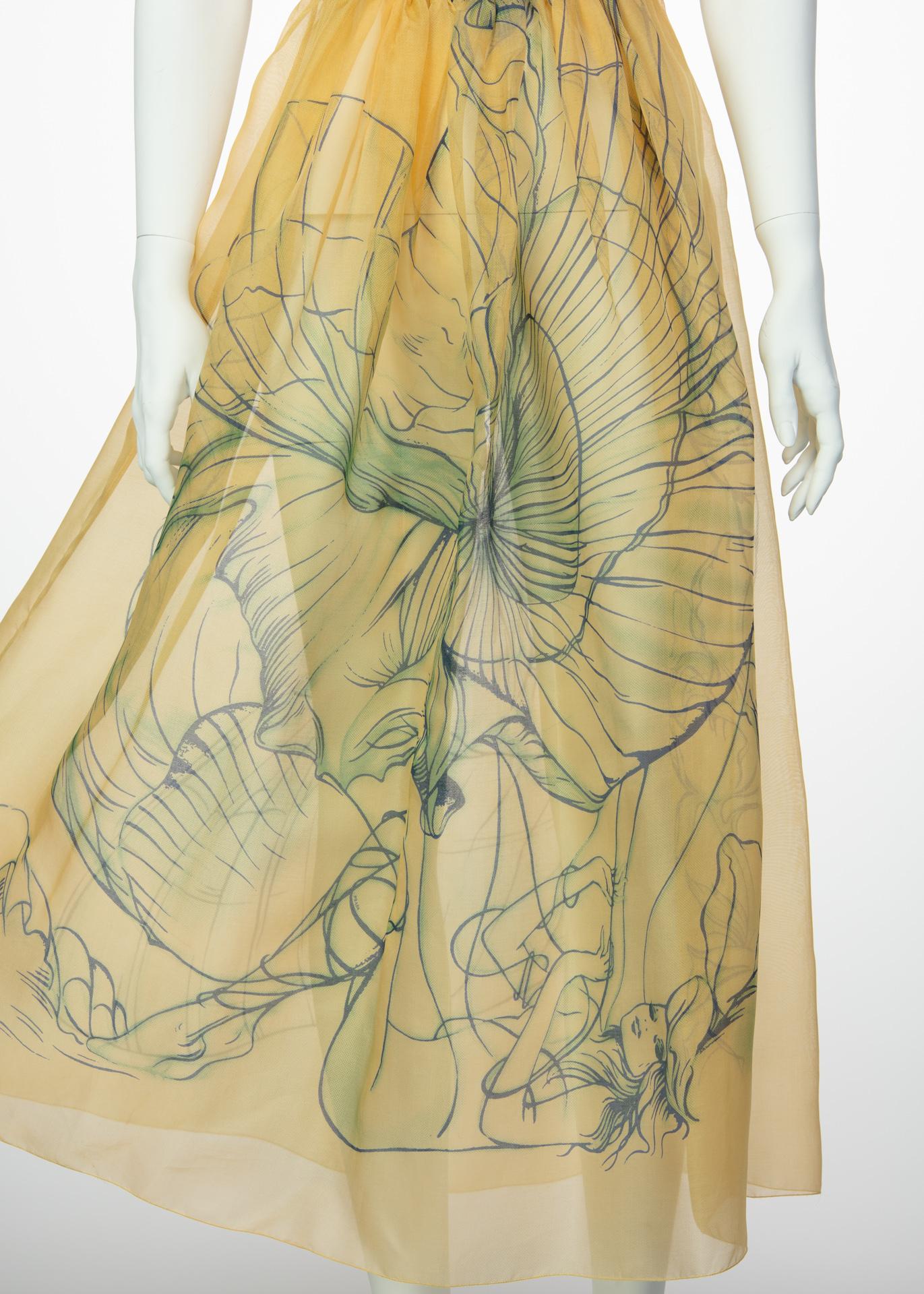 Women's Prada James Jean Fairy Runway Yellow Silk Dress, 2008