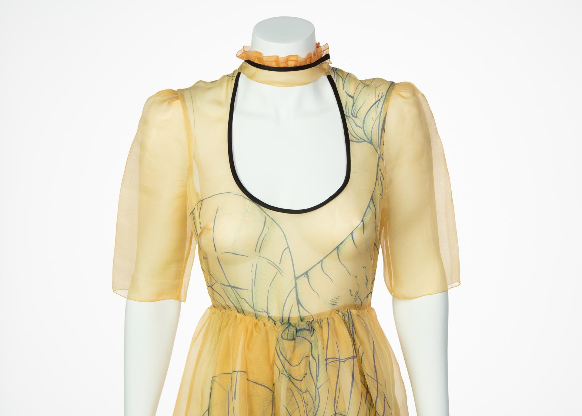Beige Prada James Jean Fairy Runway Yellow Silk Dress, 2008