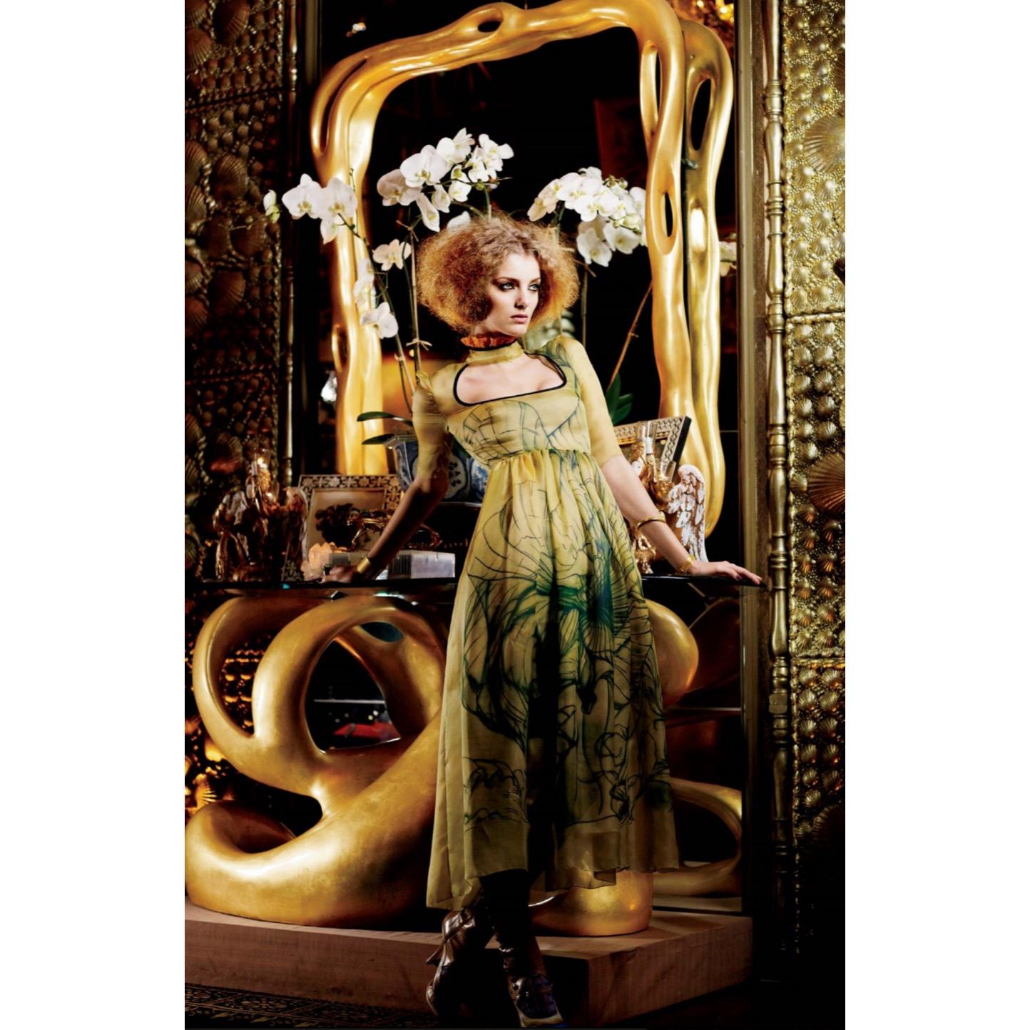 Prada James Jean Fairy Runway Yellow Silk Dress, 2008 2