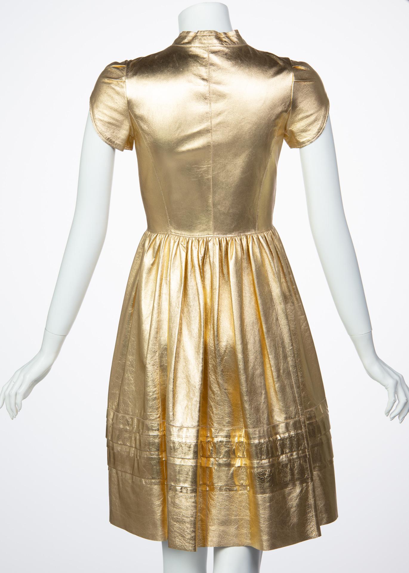 Women's Prada Fairy Runway Gold Leather Dress, 2008 