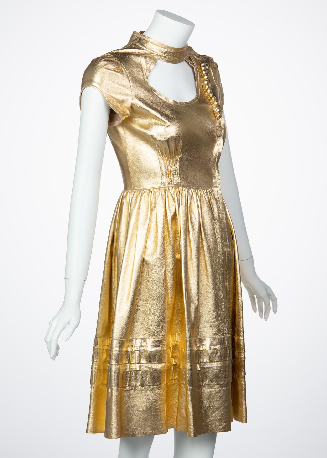 prada gold dress