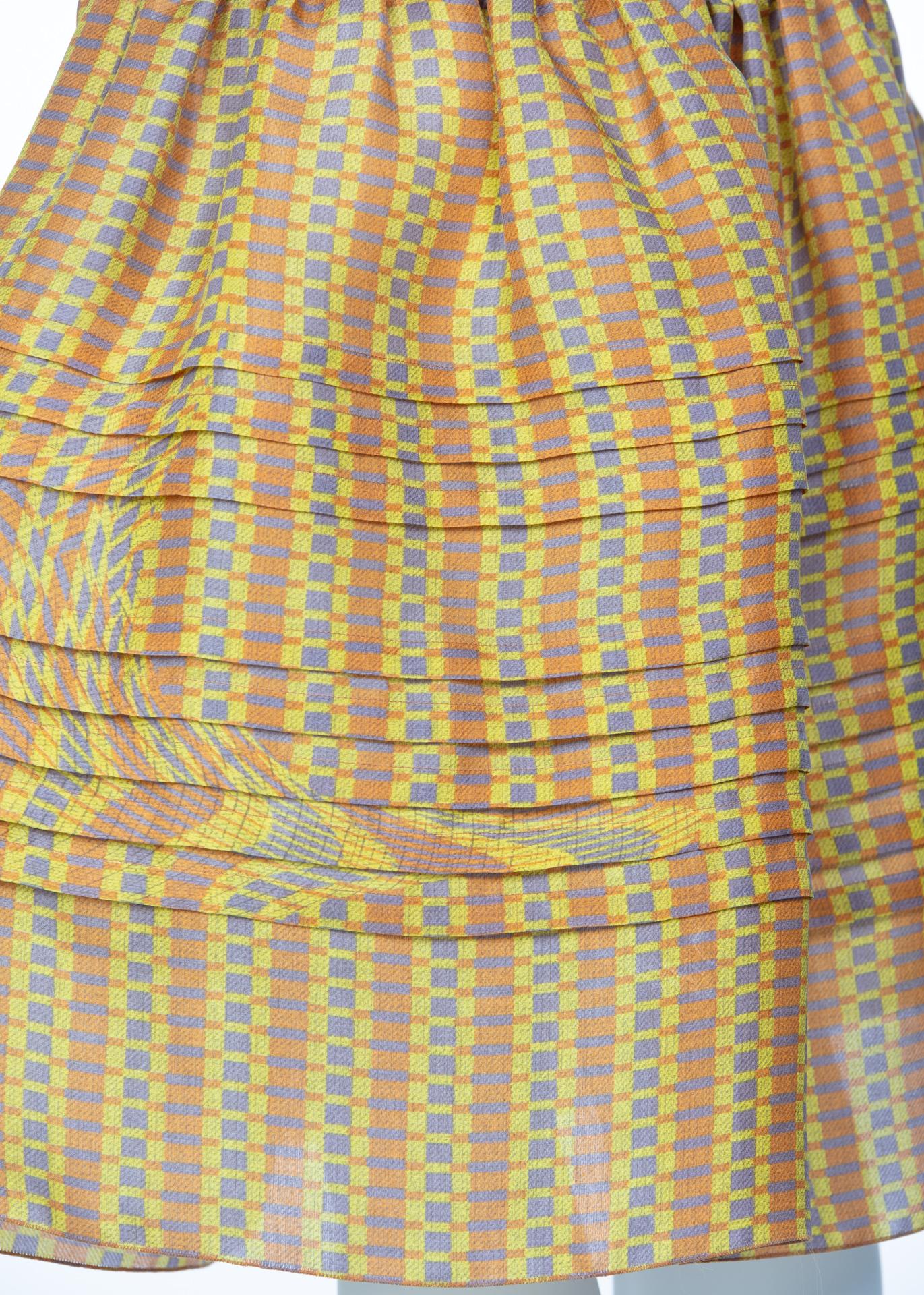 2008 Prada Fairy Runway Yellow Printed Silk Organza Skirt 1