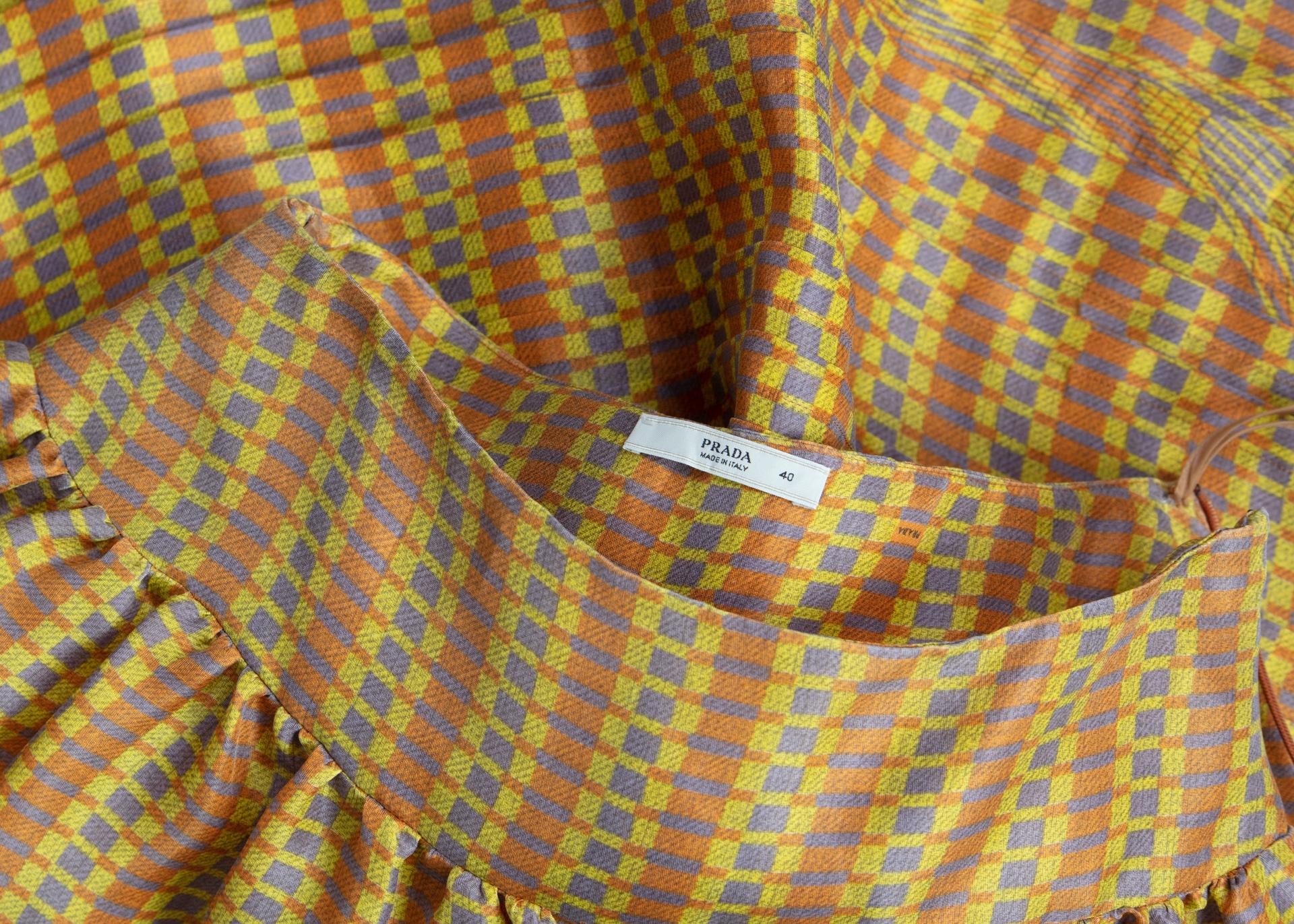2008 Prada Fairy Runway Yellow Printed Silk Organza Skirt 2