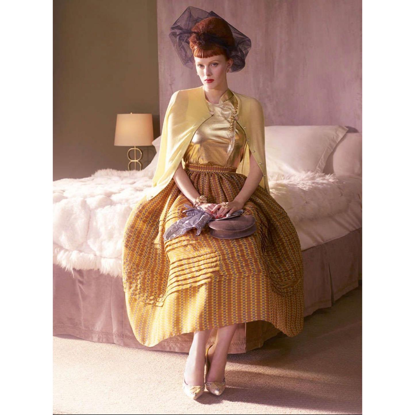 2008 Prada Fairy Runway Yellow Printed Silk Organza Skirt 3