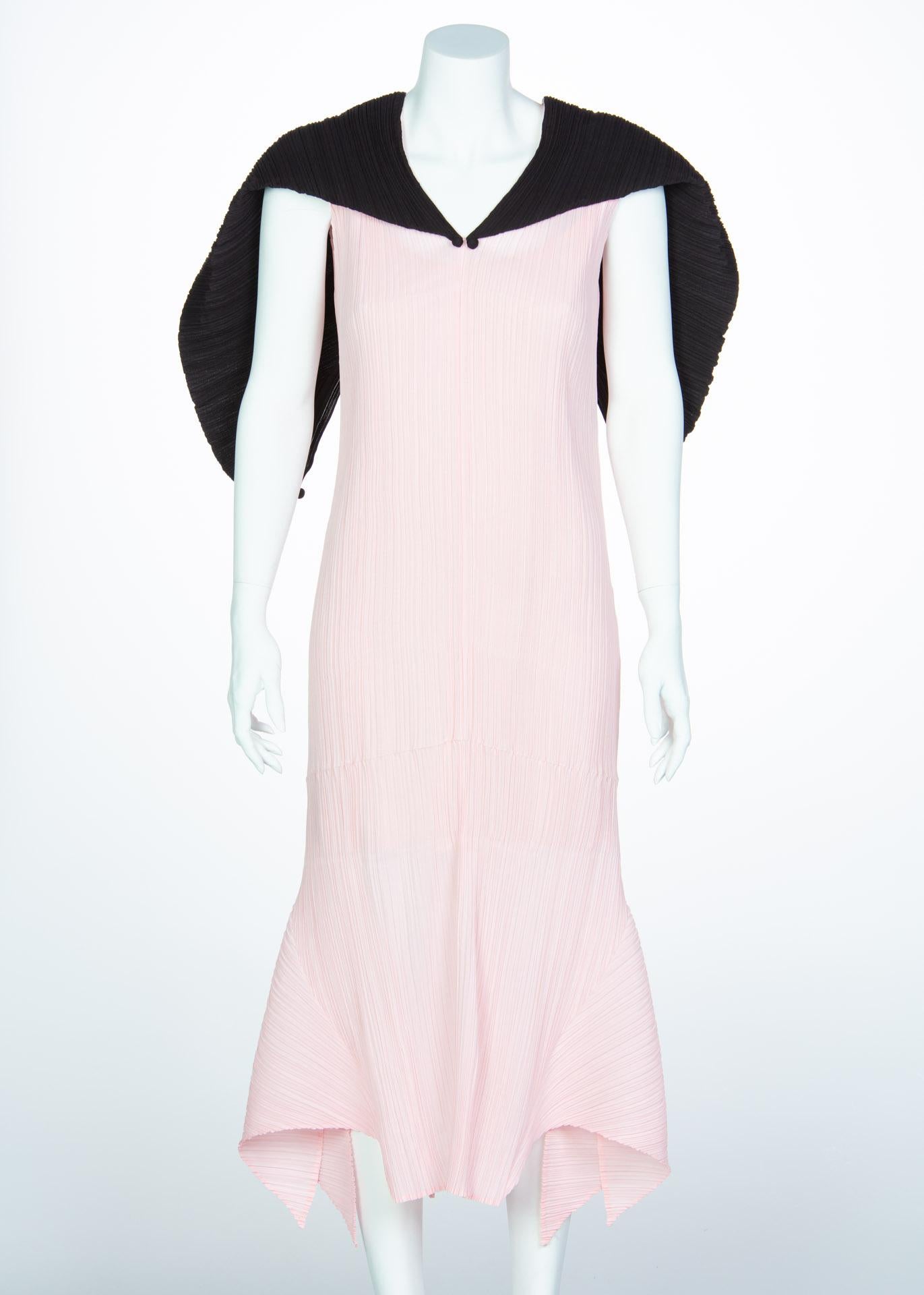 Issey Miyake Fette Pink Black Pleated Origami Dress 4