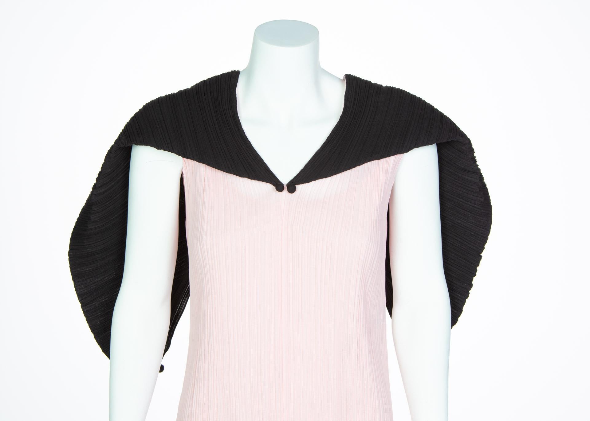 Issey Miyake Fette Pink Black Pleated Origami Dress 6
