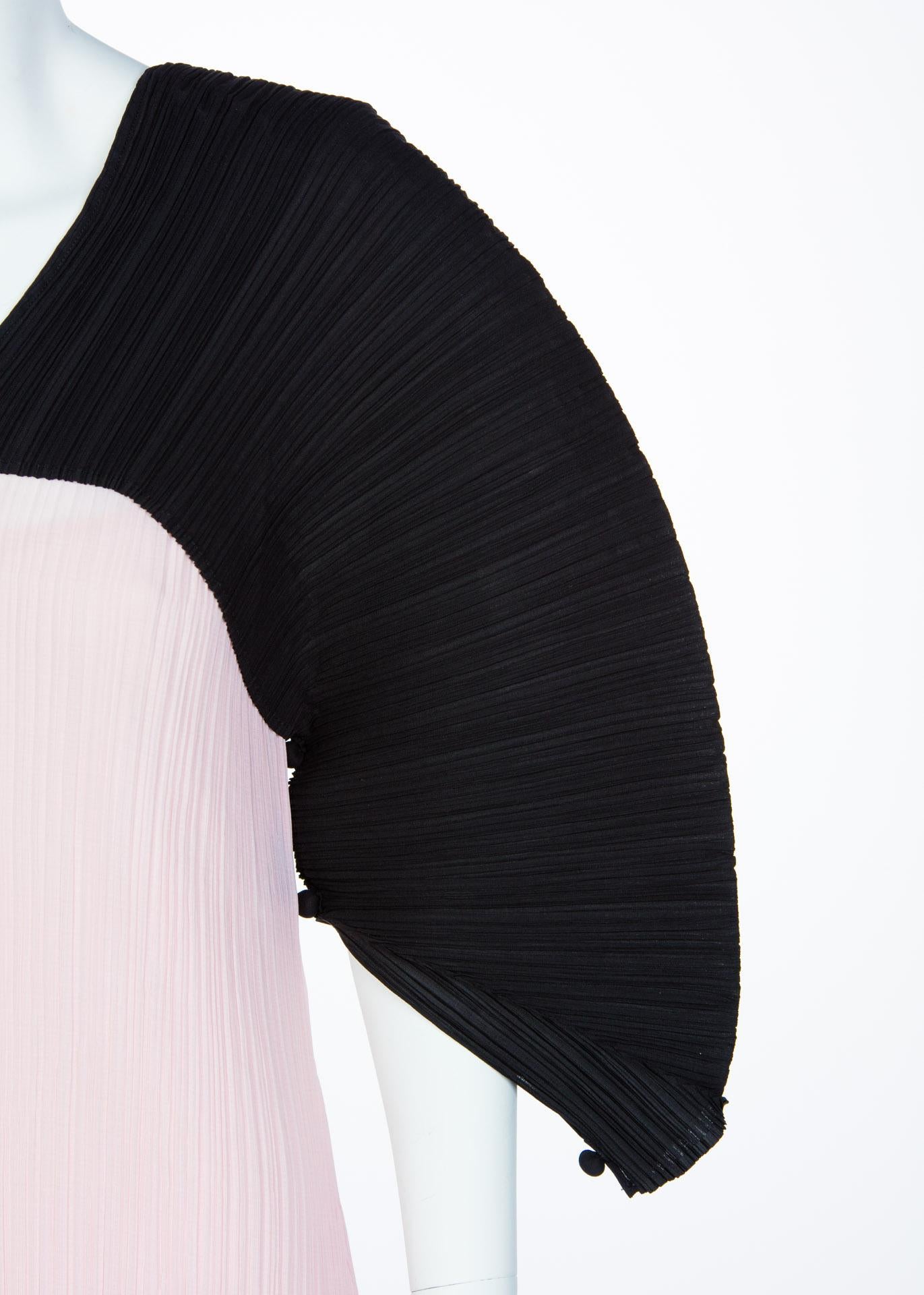 Issey Miyake Fette Pink Black Pleated Origami Dress 1