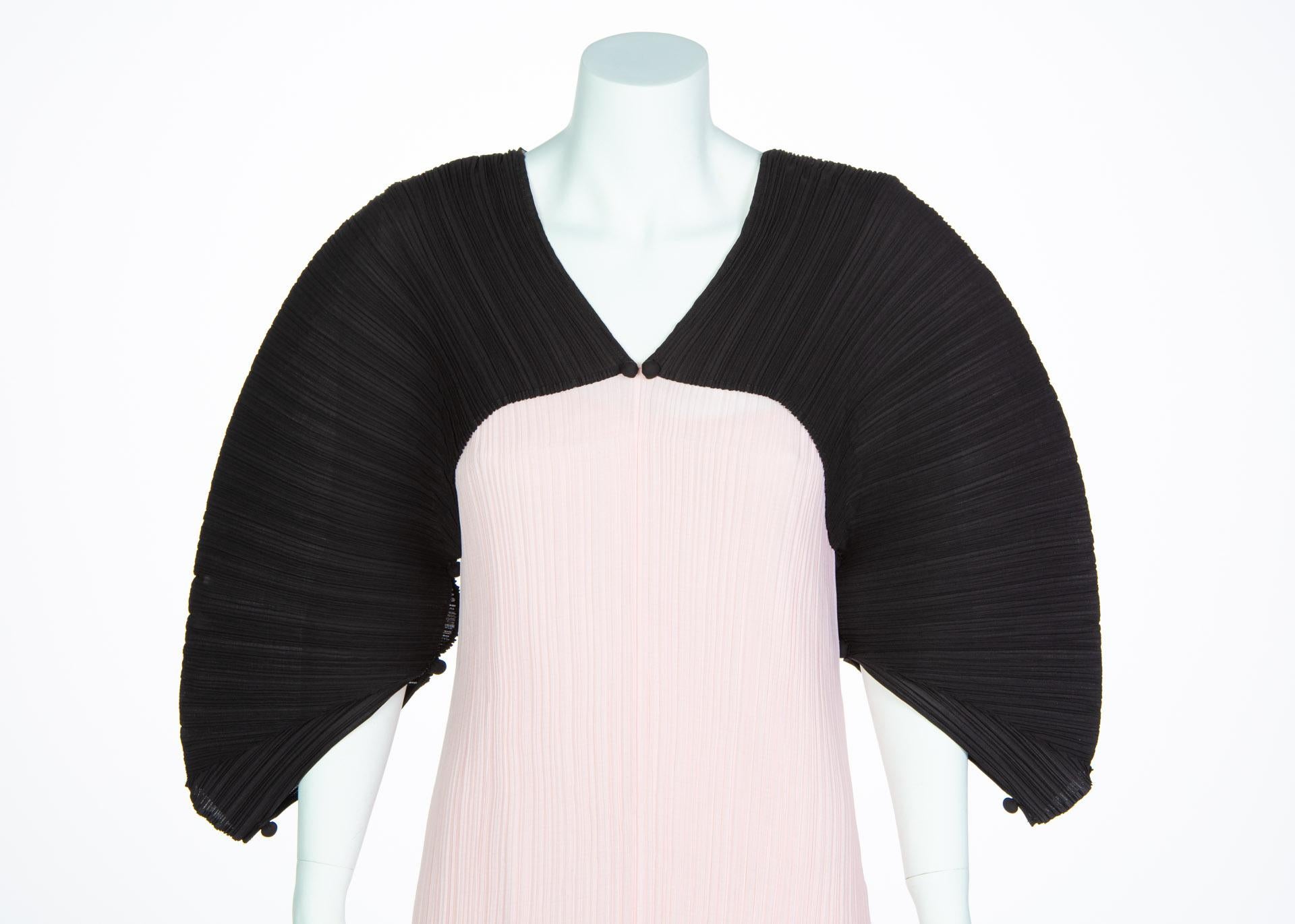 Issey Miyake Fette Pink Black Pleated Origami Dress 2