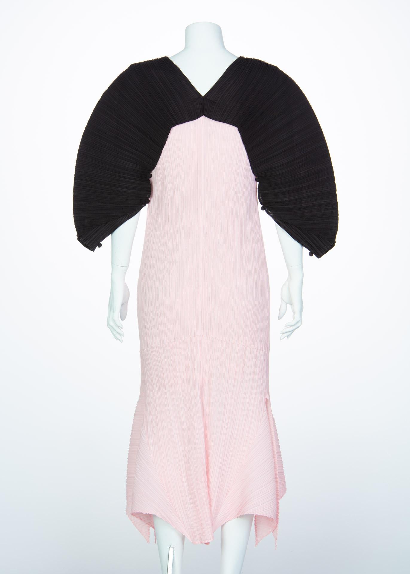 Women's Issey Miyake Fette Pink Black Pleated Origami Dress